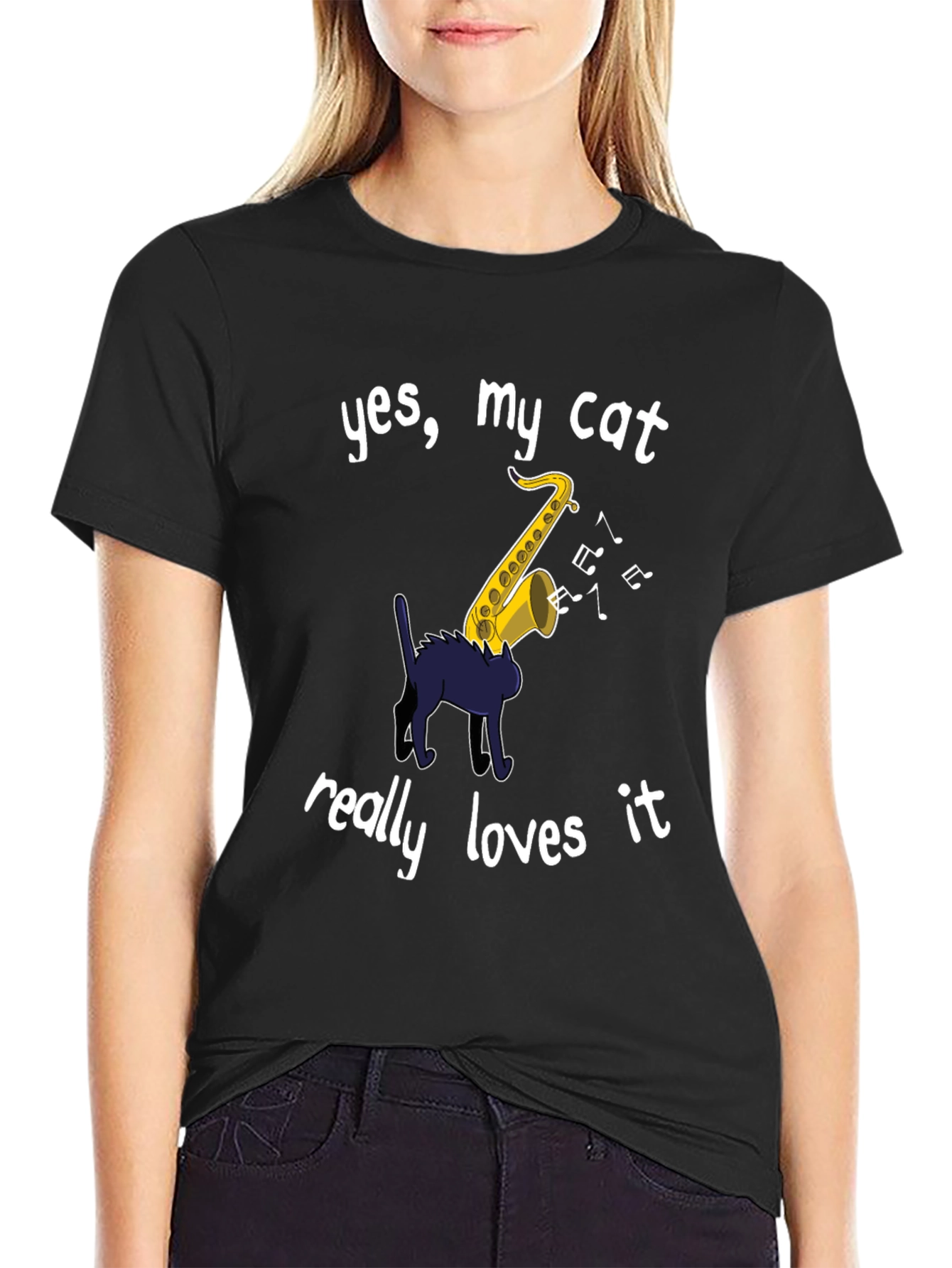 Yes My Cat Loves Saxophone T-Shirt