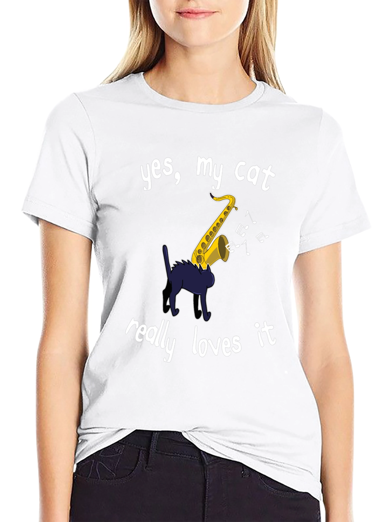 Yes My Cat Loves Saxophone T-Shirt