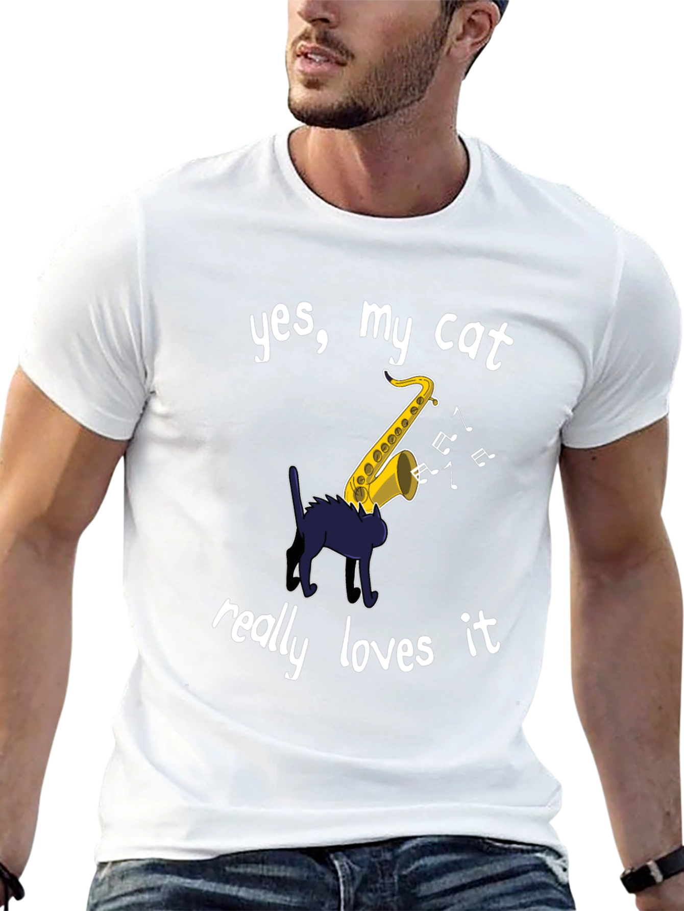 Yes My Cat Loves Saxophone T-Shirt