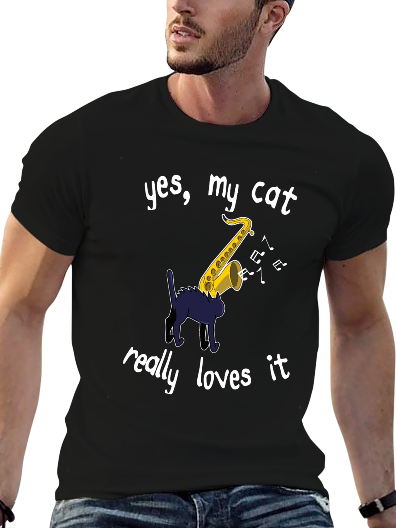 Yes My Cat Loves Saxophone T-Shirt