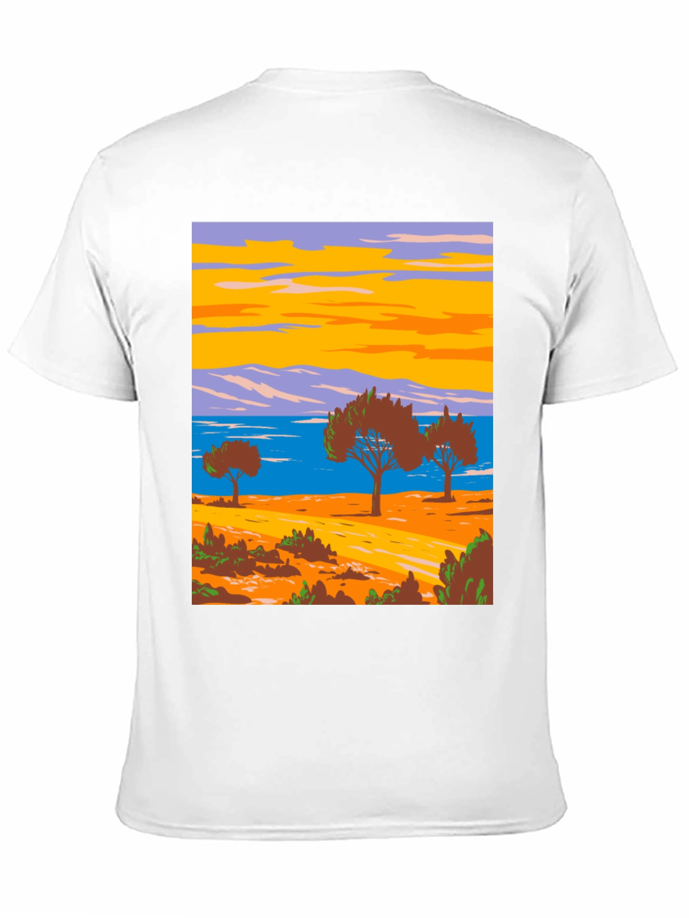Scenic Landscape Graphic Tee - Black Cotton T-Shirt
