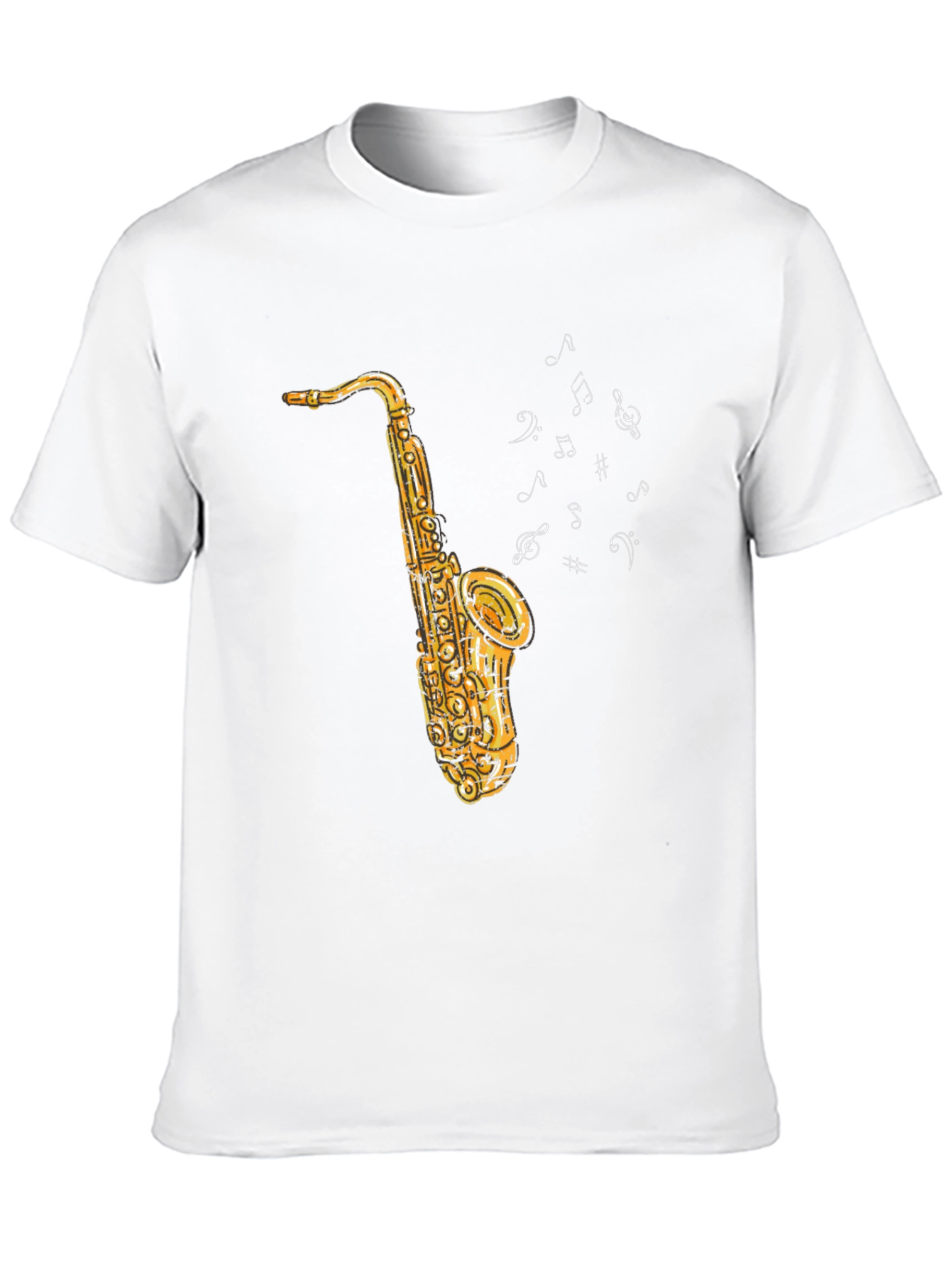 Saxophone Music Notes Graphic Black Tee