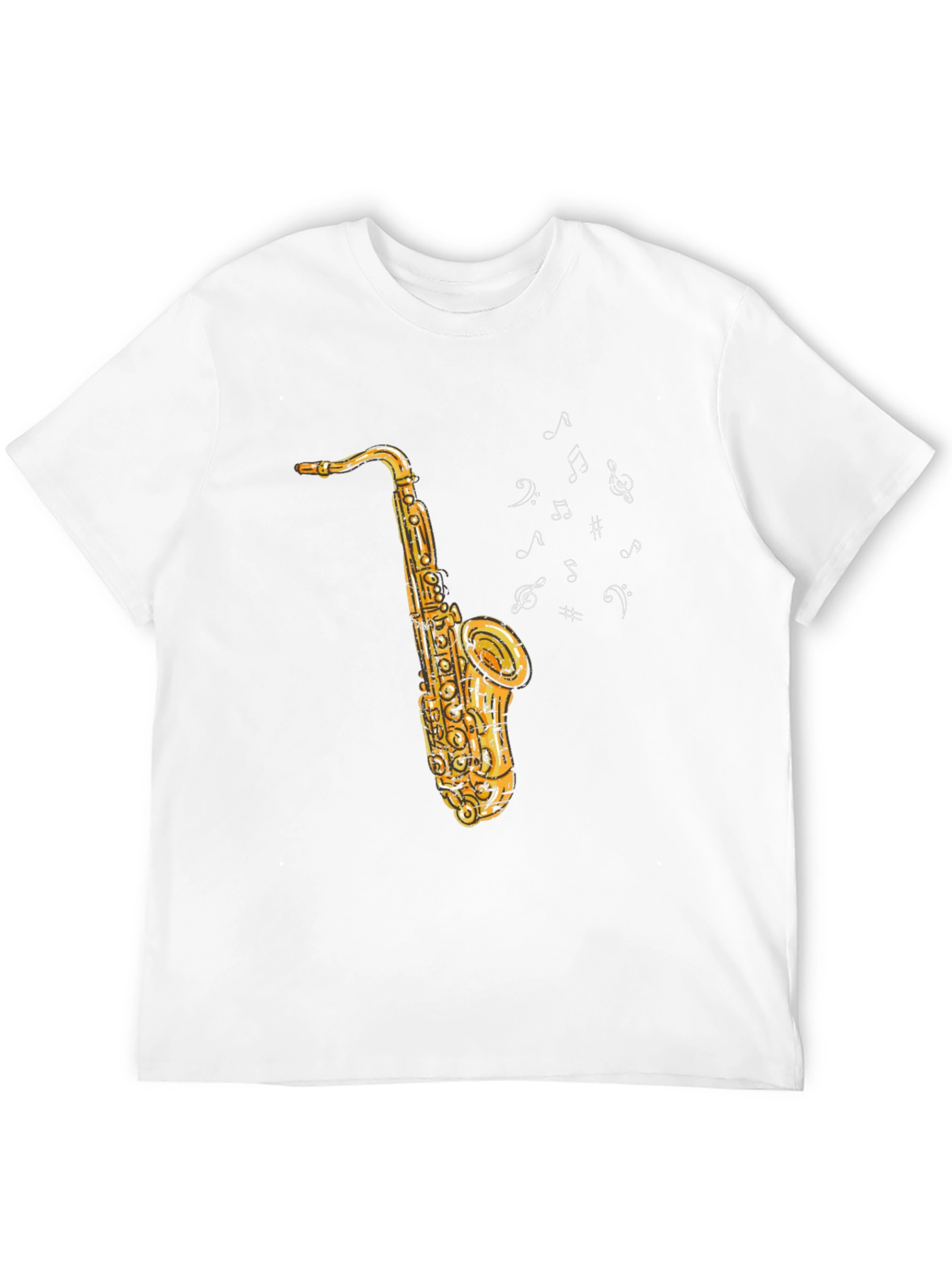 Saxophone Music Notes Graphic Black Tee