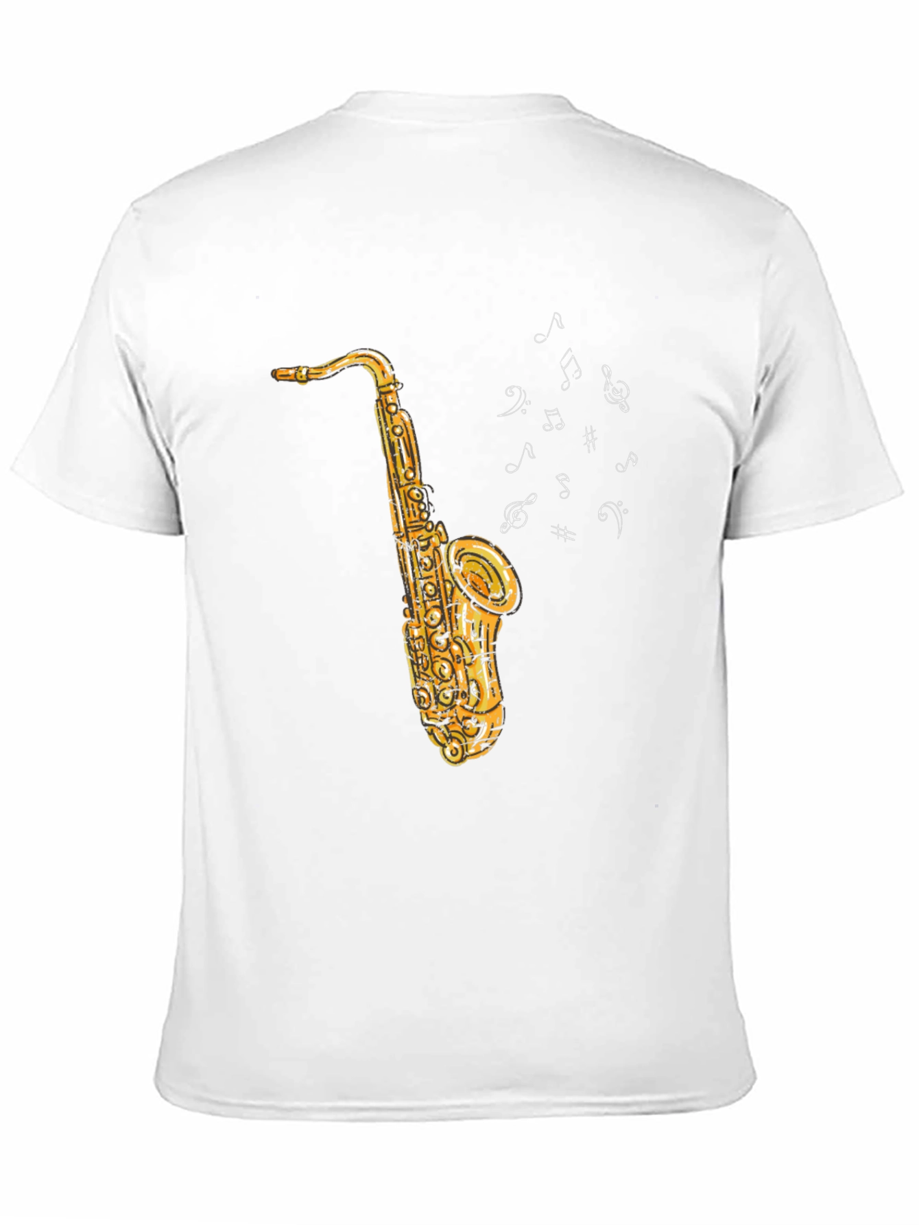 Saxophone Music Notes Graphic Black Tee