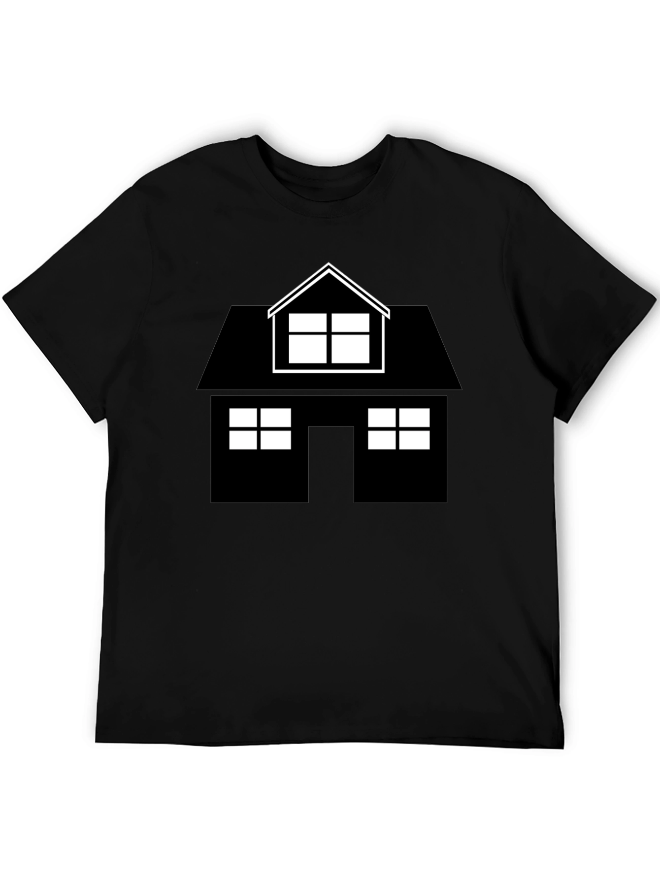 House Graphic Tee - Black Cotton Casual Shirt