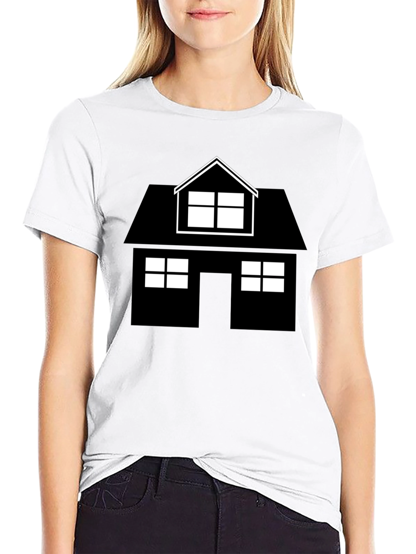 House Graphic Tee - Black Cotton Casual Shirt