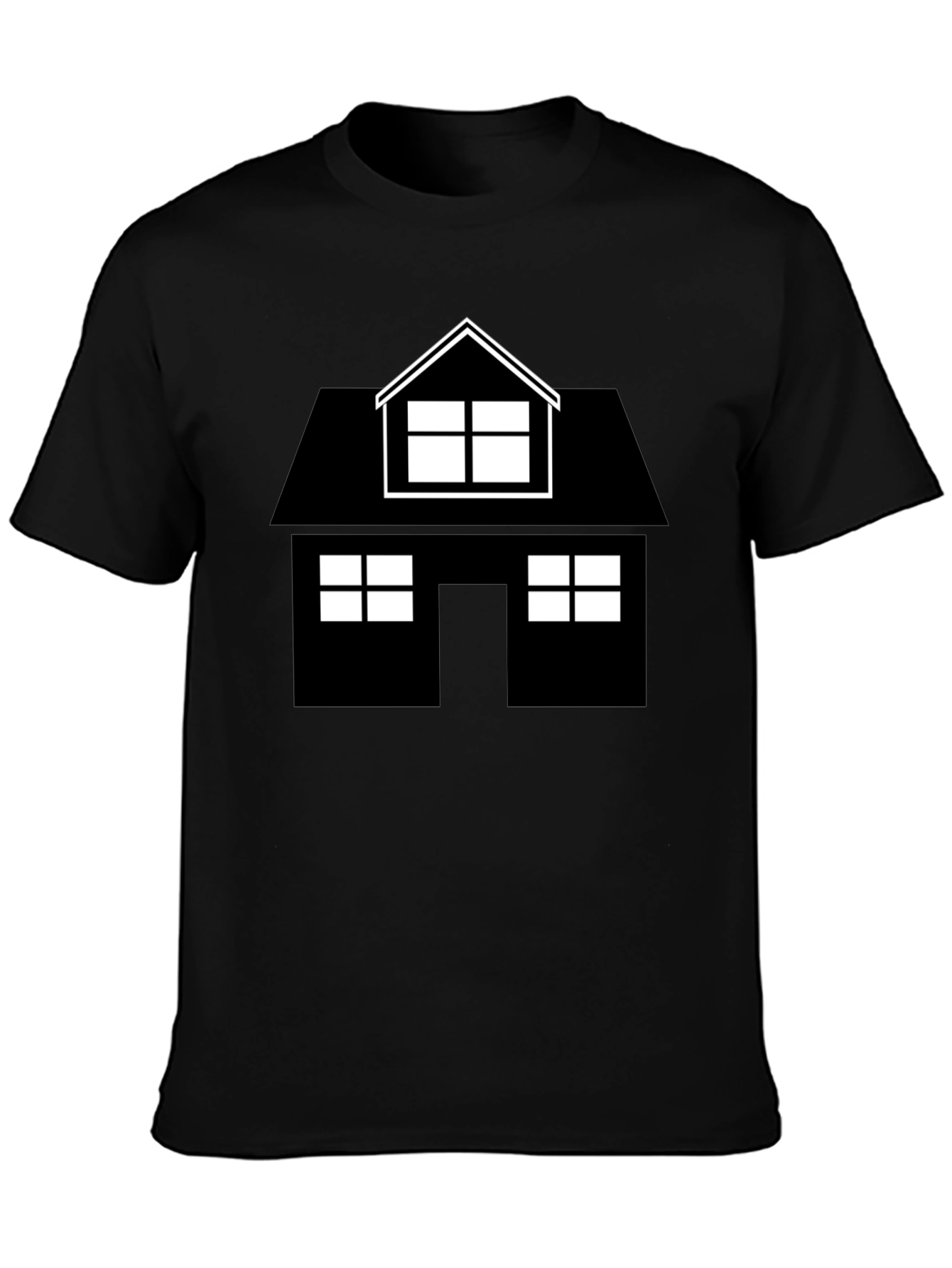 House Graphic Tee - Black Cotton Casual Shirt