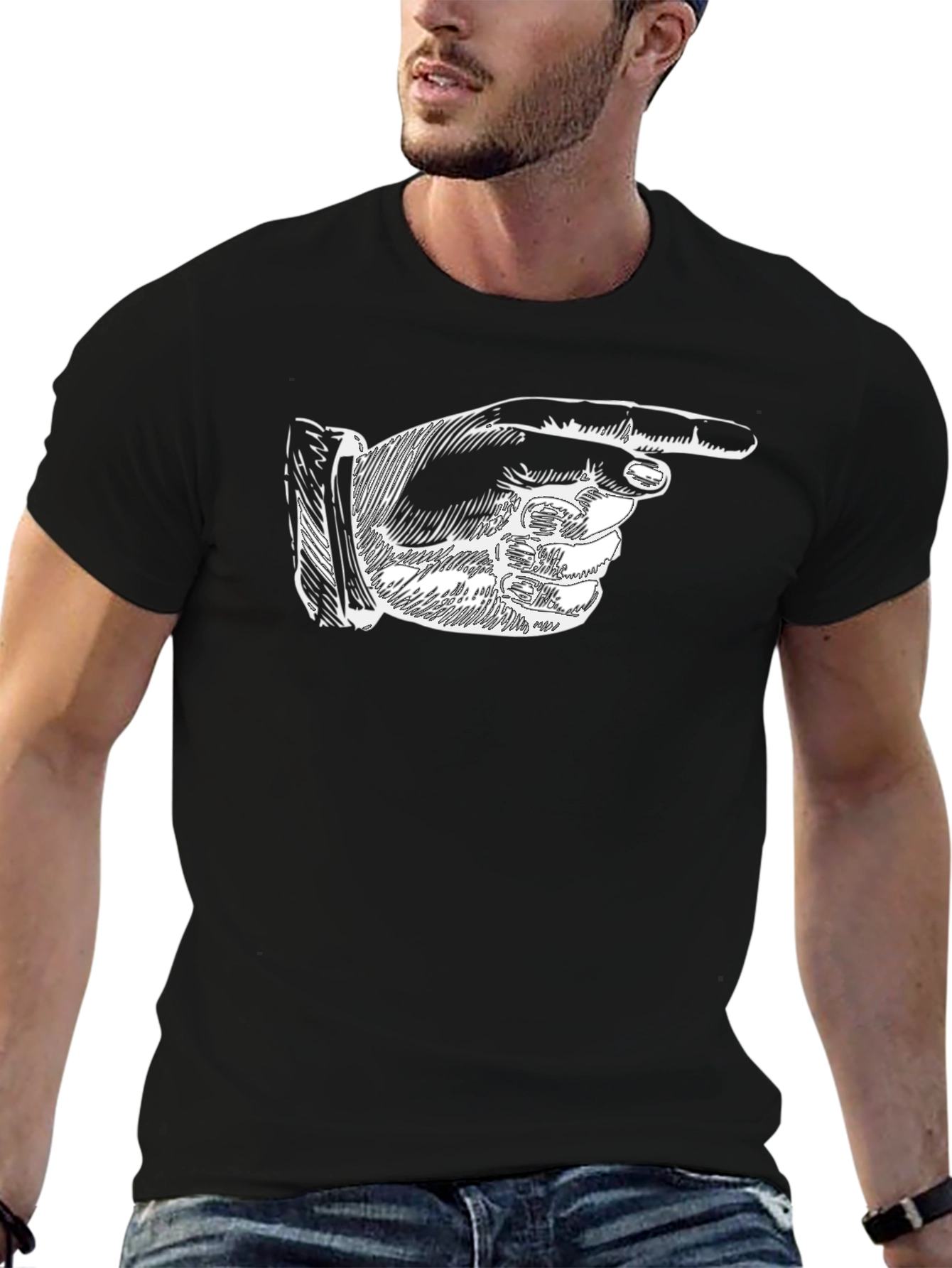 Pointing Finger Graphic T-Shirt - Classic Black Tee