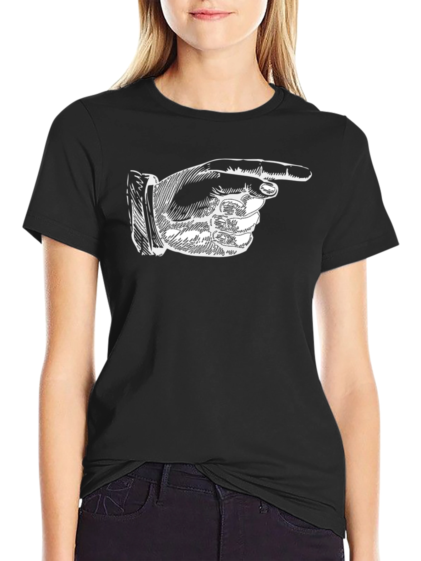 Pointing Finger Graphic T-Shirt - Classic Black Tee