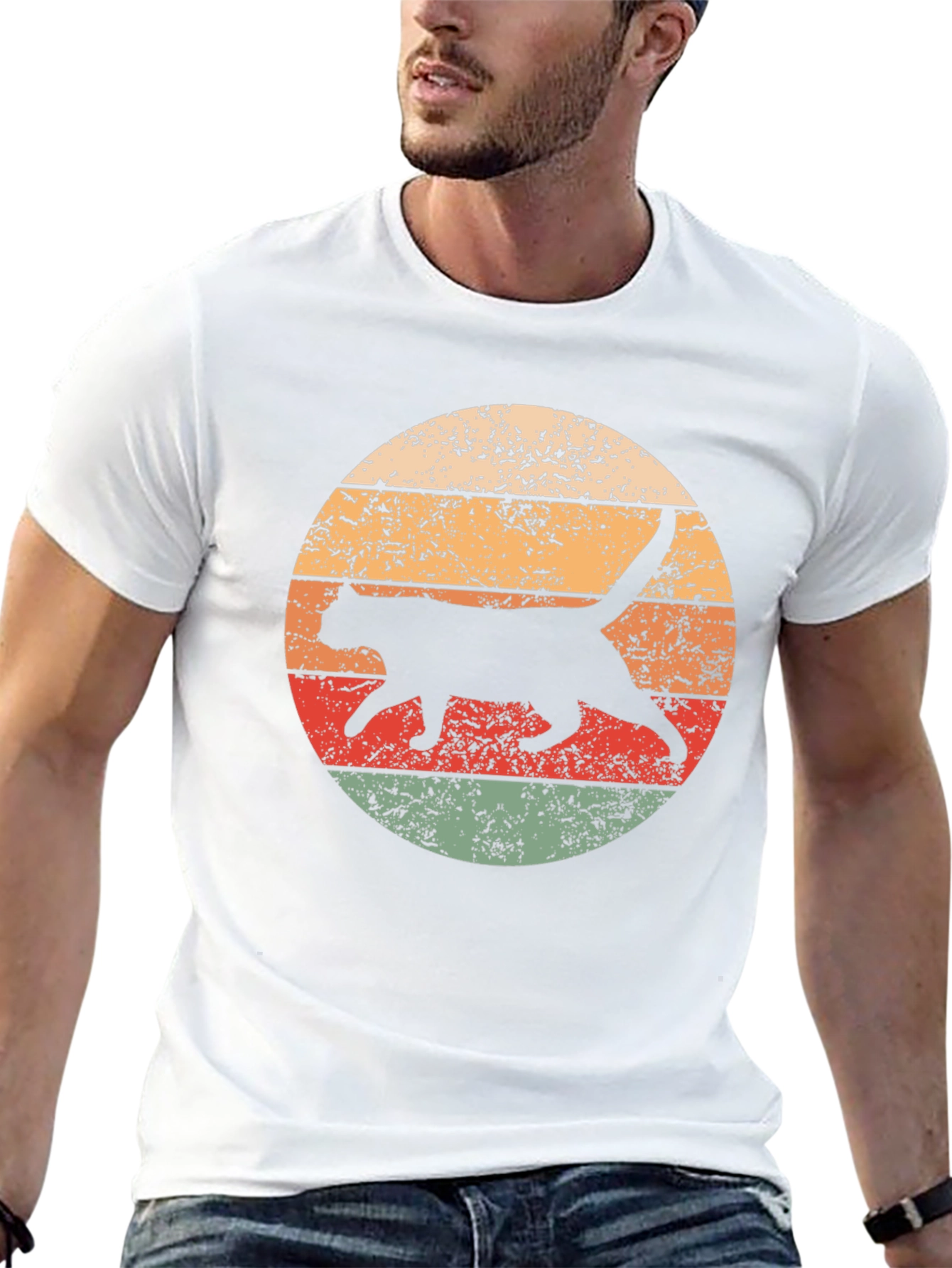 Retro Cat Graphic T-Shirt - Cool Feline Design