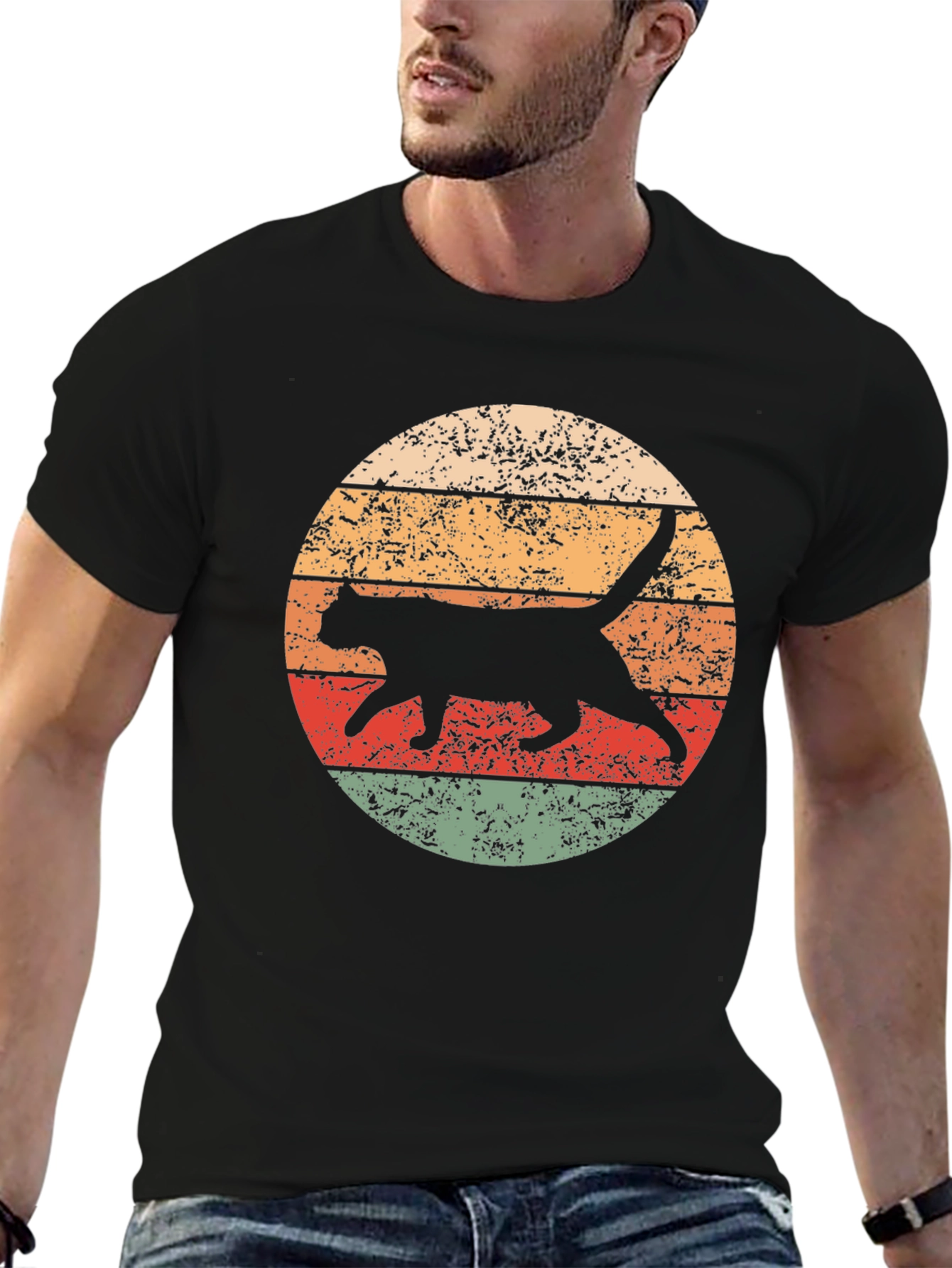 Retro Cat Graphic T-Shirt - Cool Feline Design