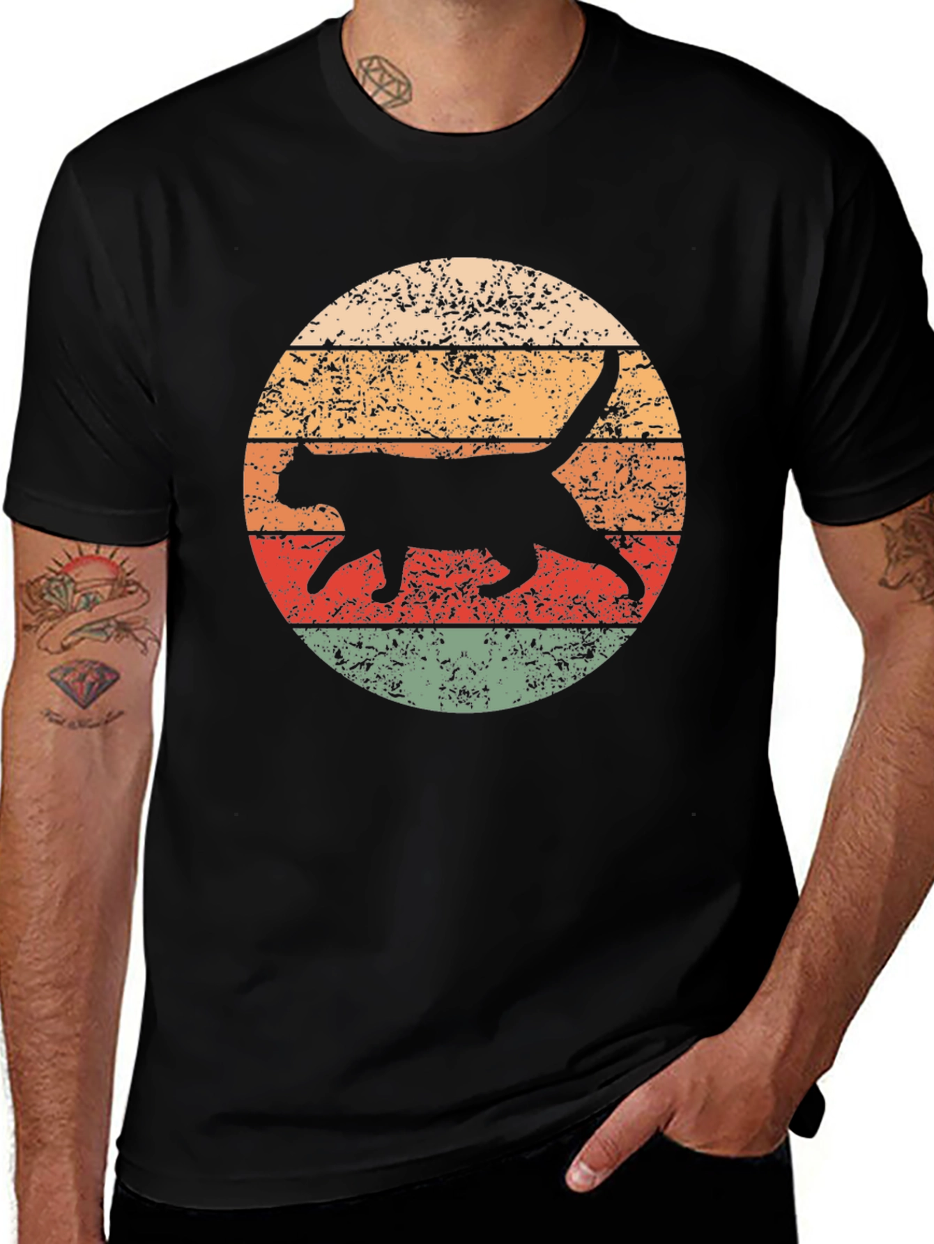 Retro Cat Graphic T-Shirt - Cool Feline Design