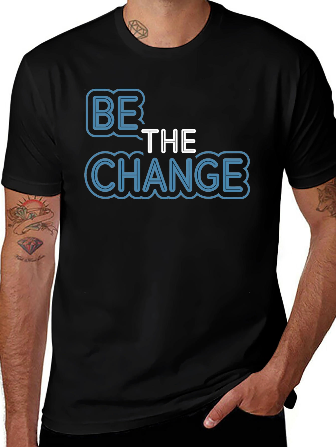 Be The Change T-Shirt - Motivational Black Tee