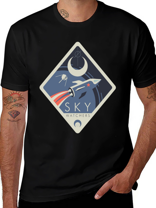 Sky Watchers Graphic Tee - Space Rocket Design