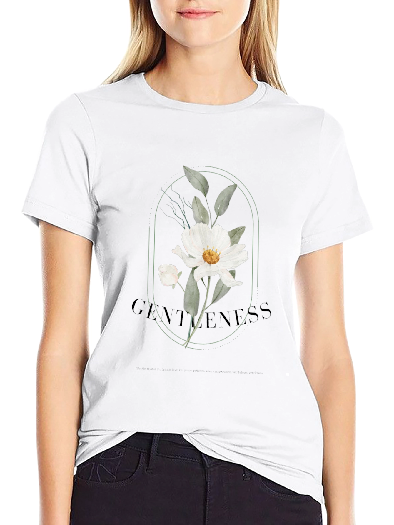 Floral Gentleness Graphic T-Shirt - Black