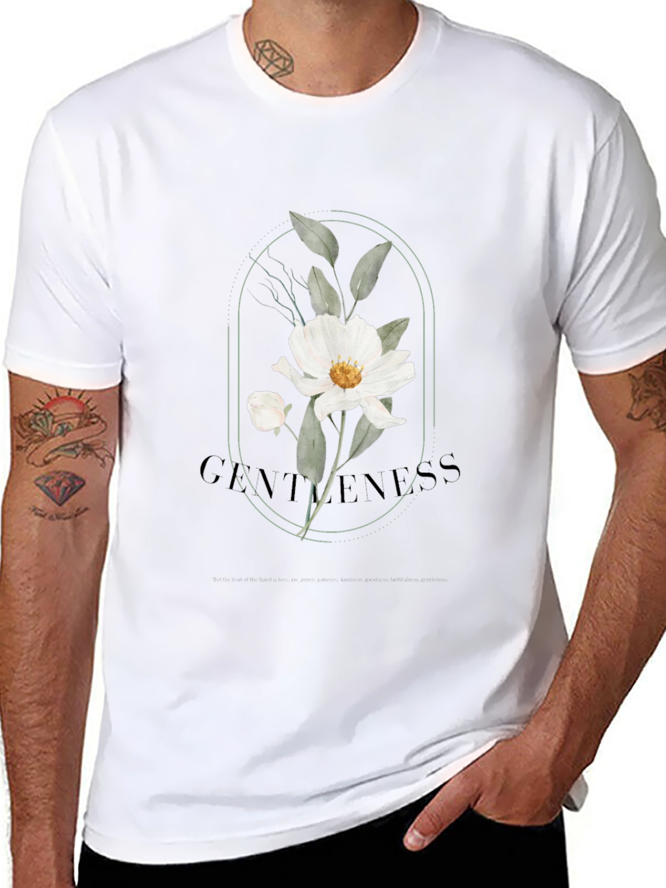 Floral Gentleness Graphic T-Shirt - Black