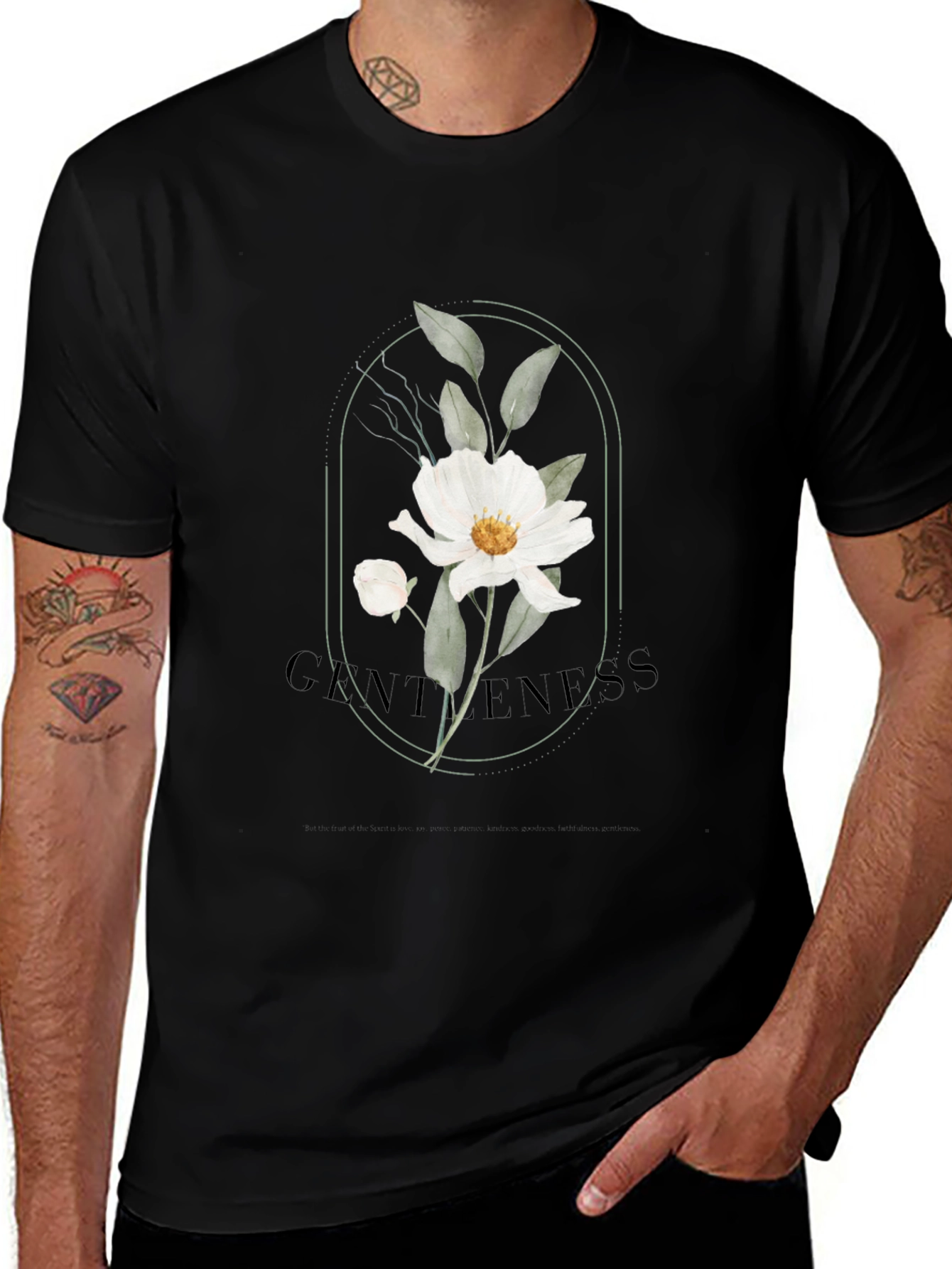 Floral Gentleness Graphic T-Shirt - Black