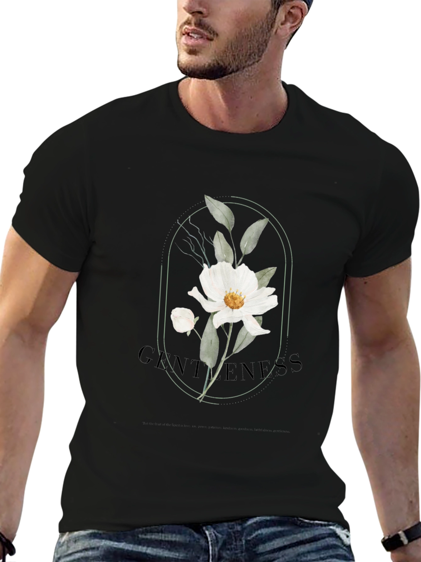 Floral Gentleness Graphic T-Shirt - Black