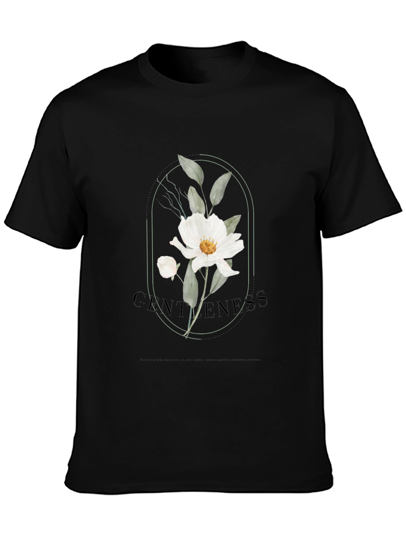 Floral Gentleness Graphic T-Shirt - Black