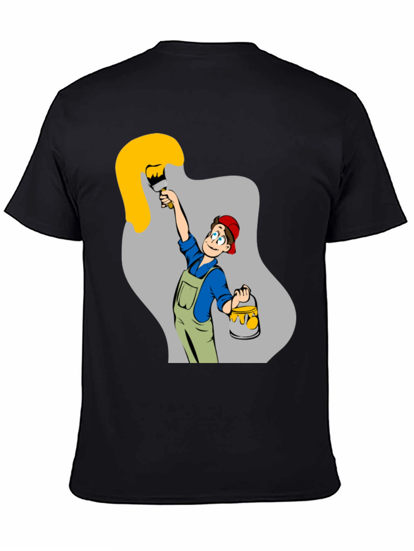 Painter Cartoon Black T-Shirt