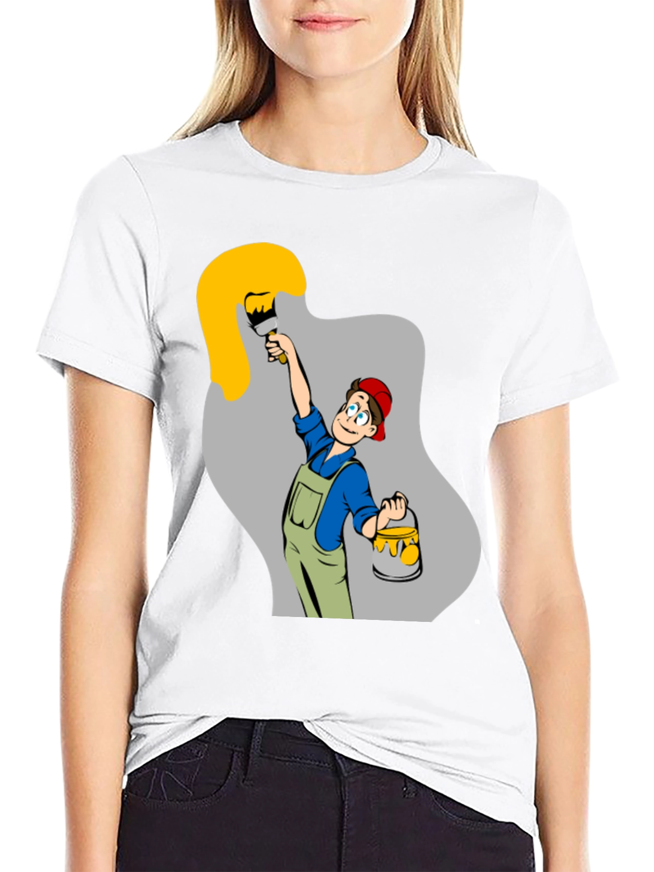 Painter Cartoon Black T-Shirt