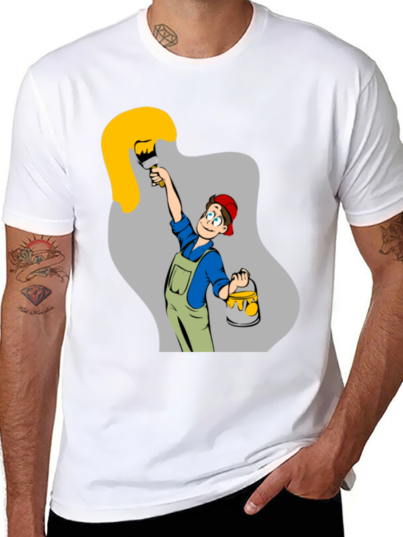 Painter Cartoon Black T-Shirt