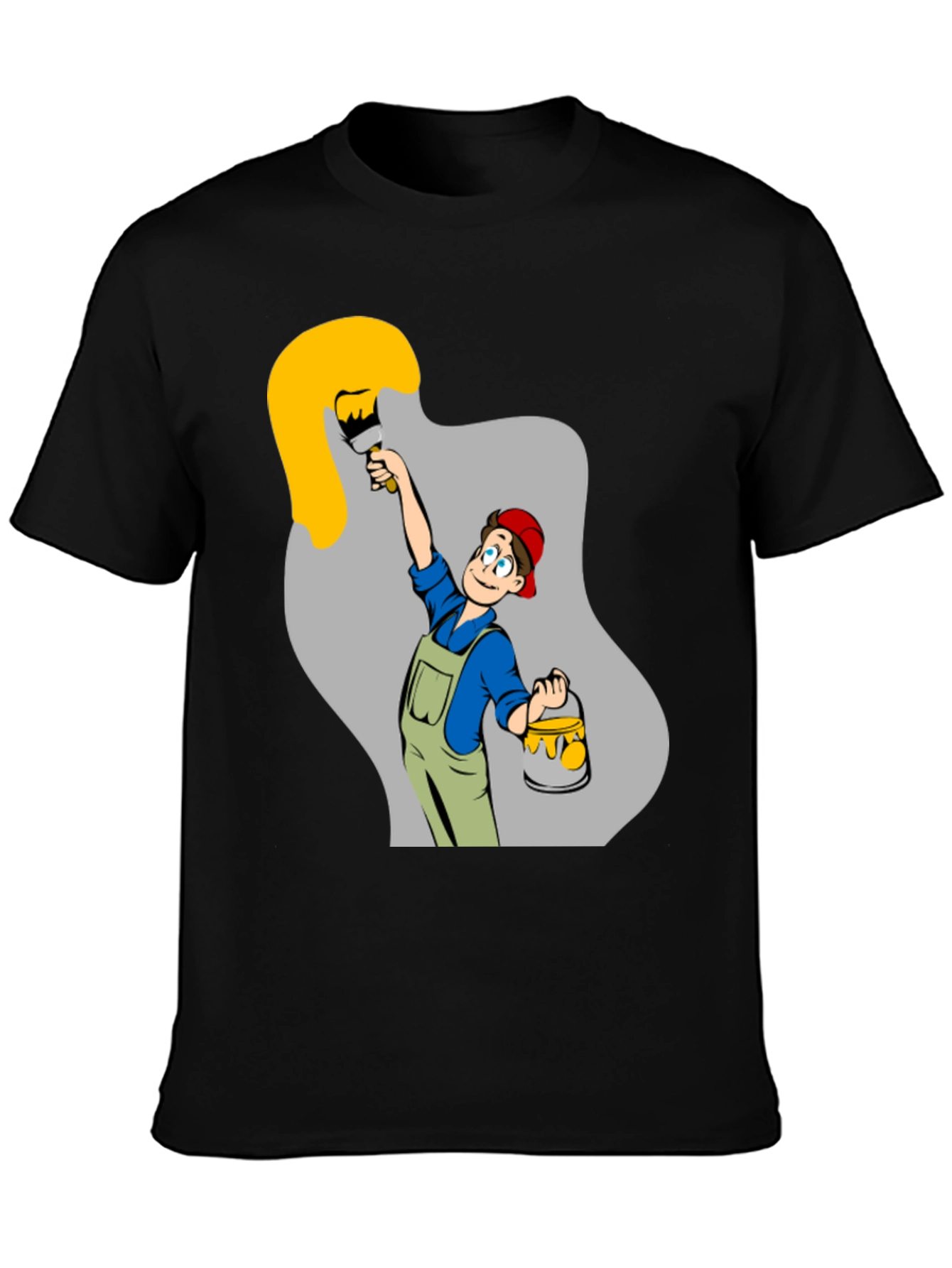 Painter Cartoon Black T-Shirt