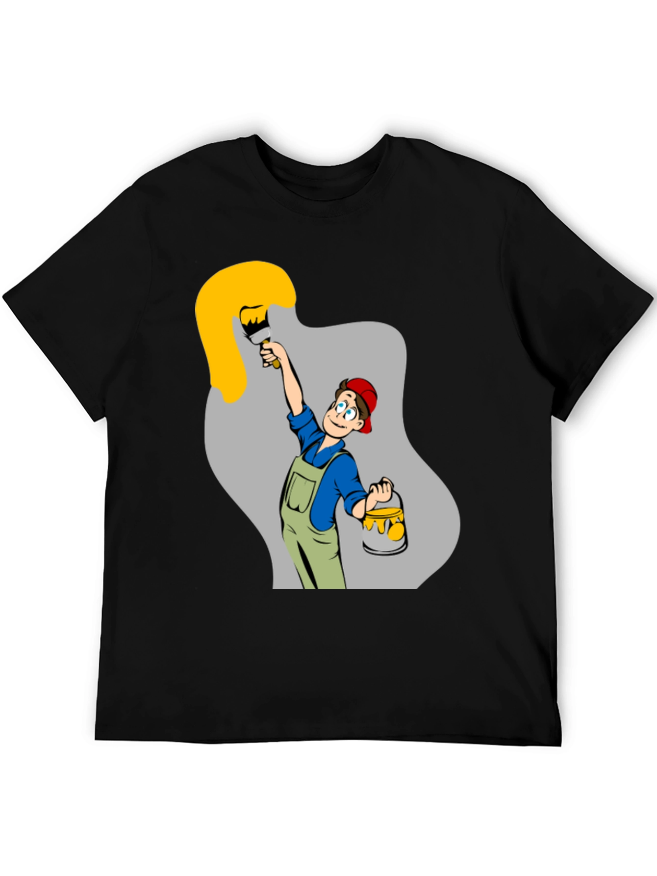 Painter Cartoon Black T-Shirt