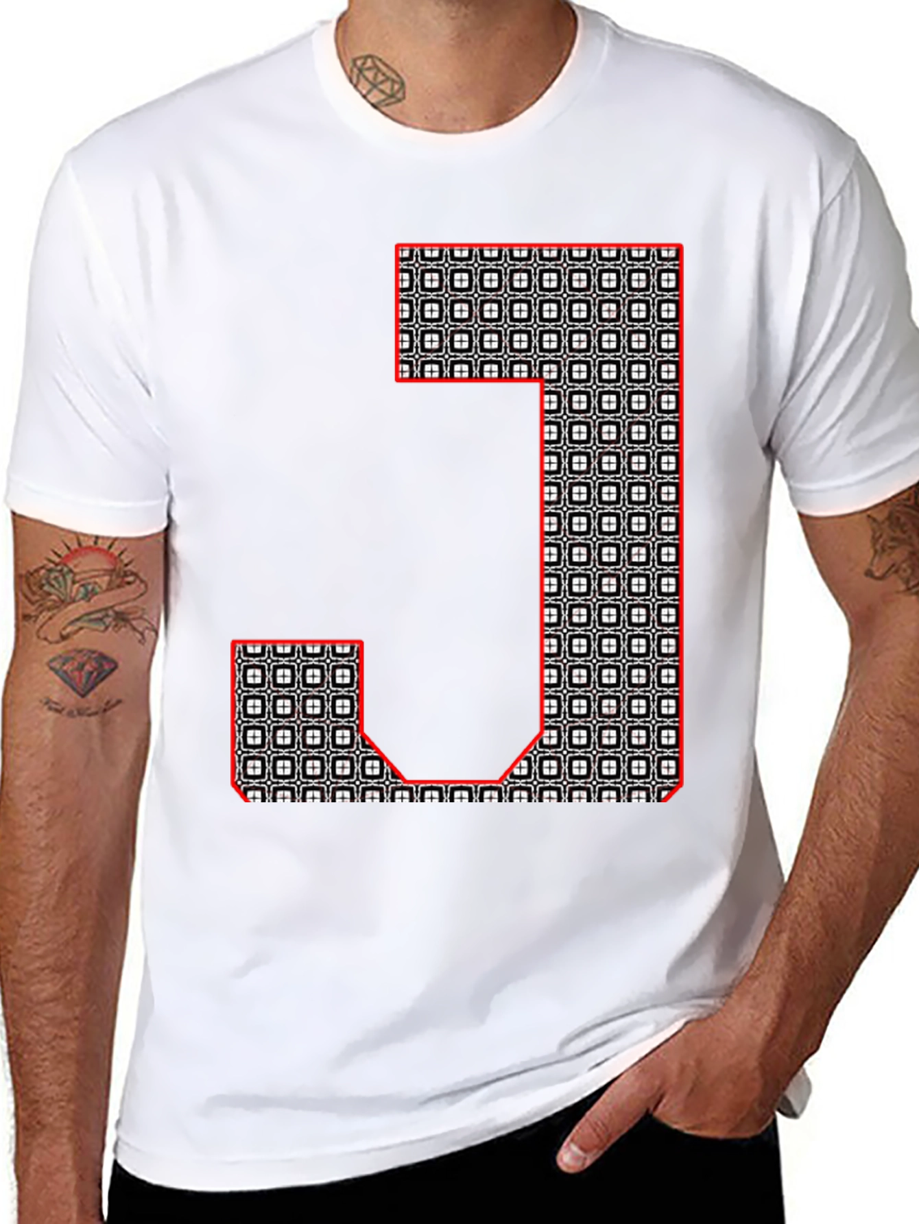 Geometric J Graphic Tee - Black Casual Shirt
