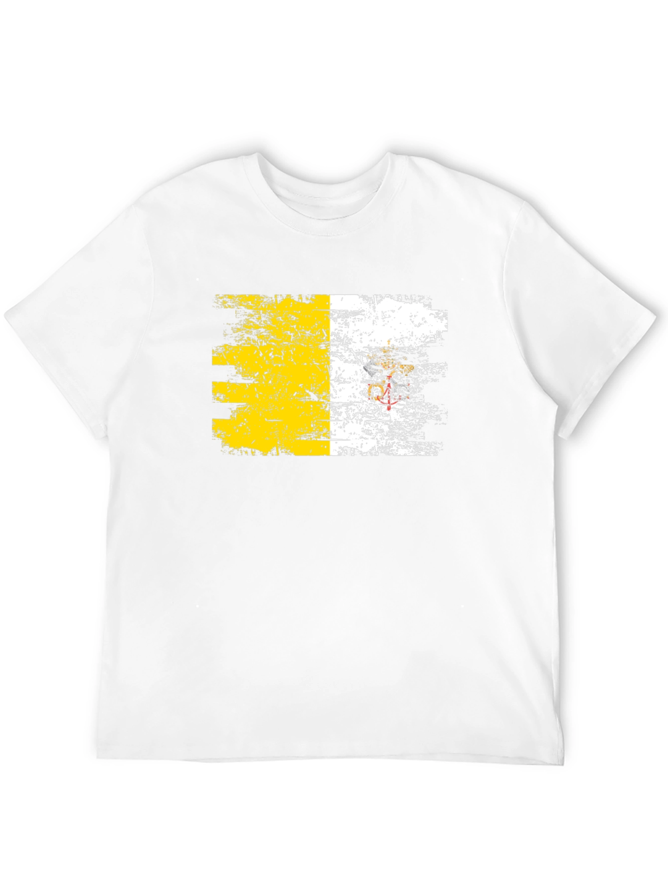 Vatican Flag Distressed Graphic Tee - Black