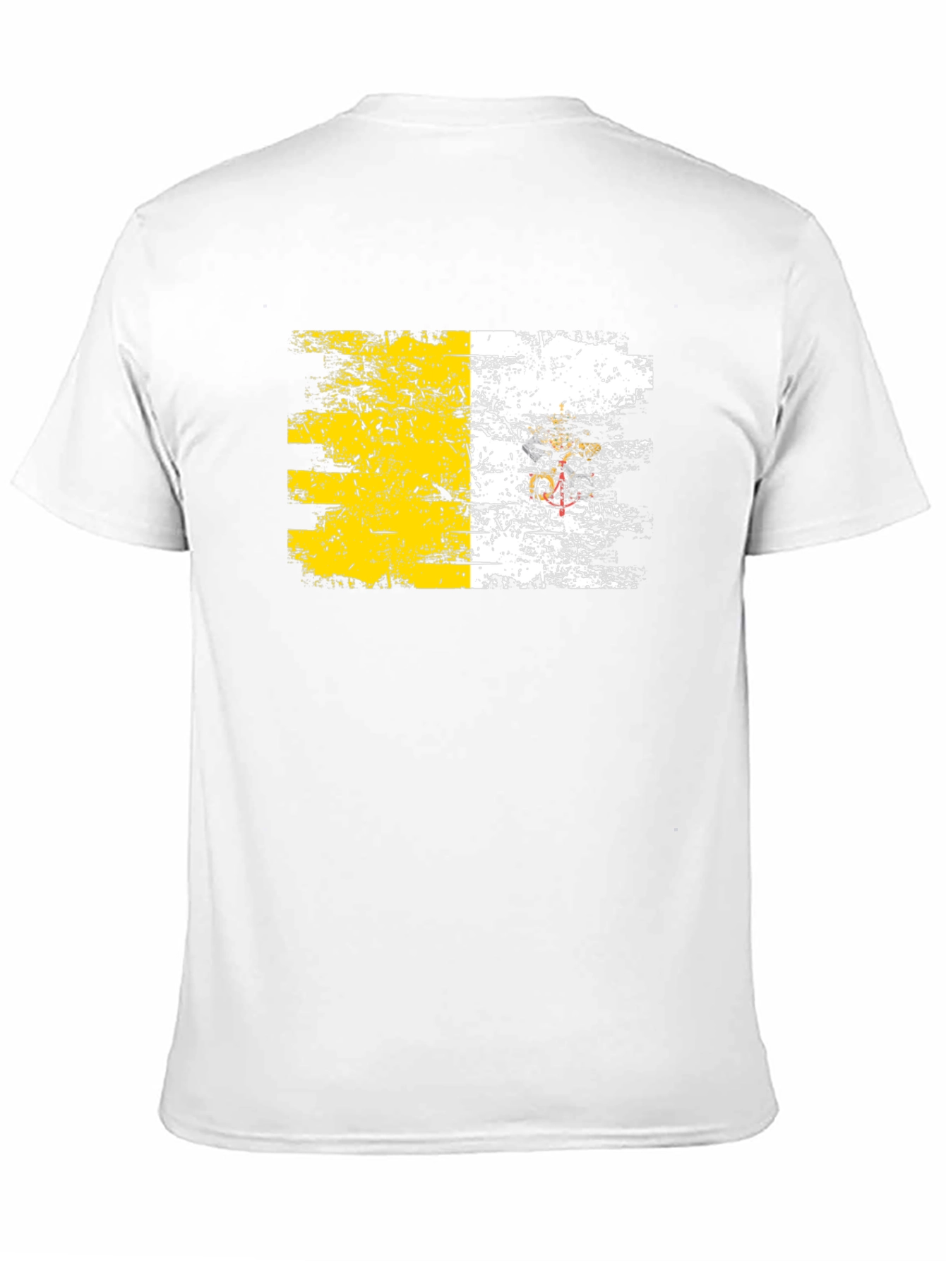 Vatican Flag Distressed Graphic Tee - Black
