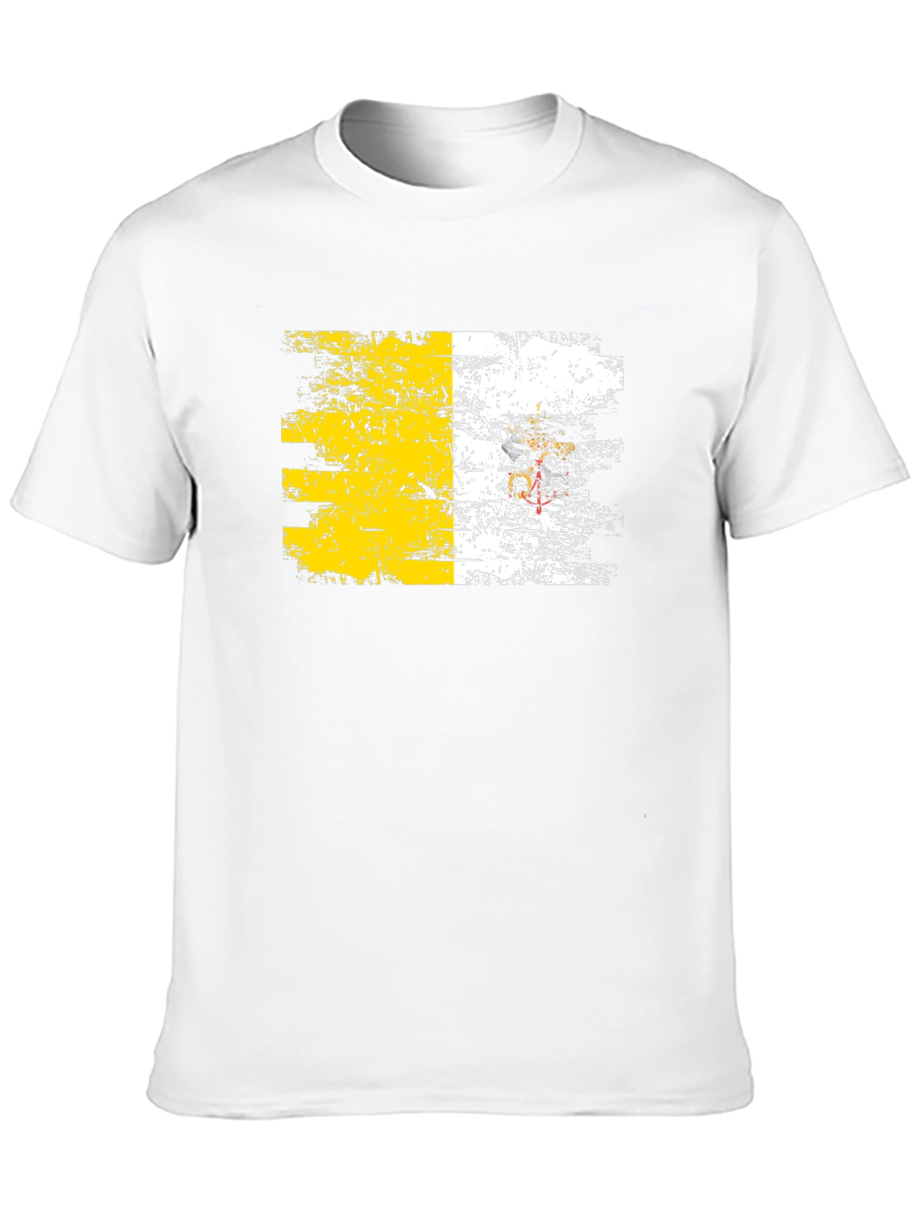 Vatican Flag Distressed Graphic Tee - Black