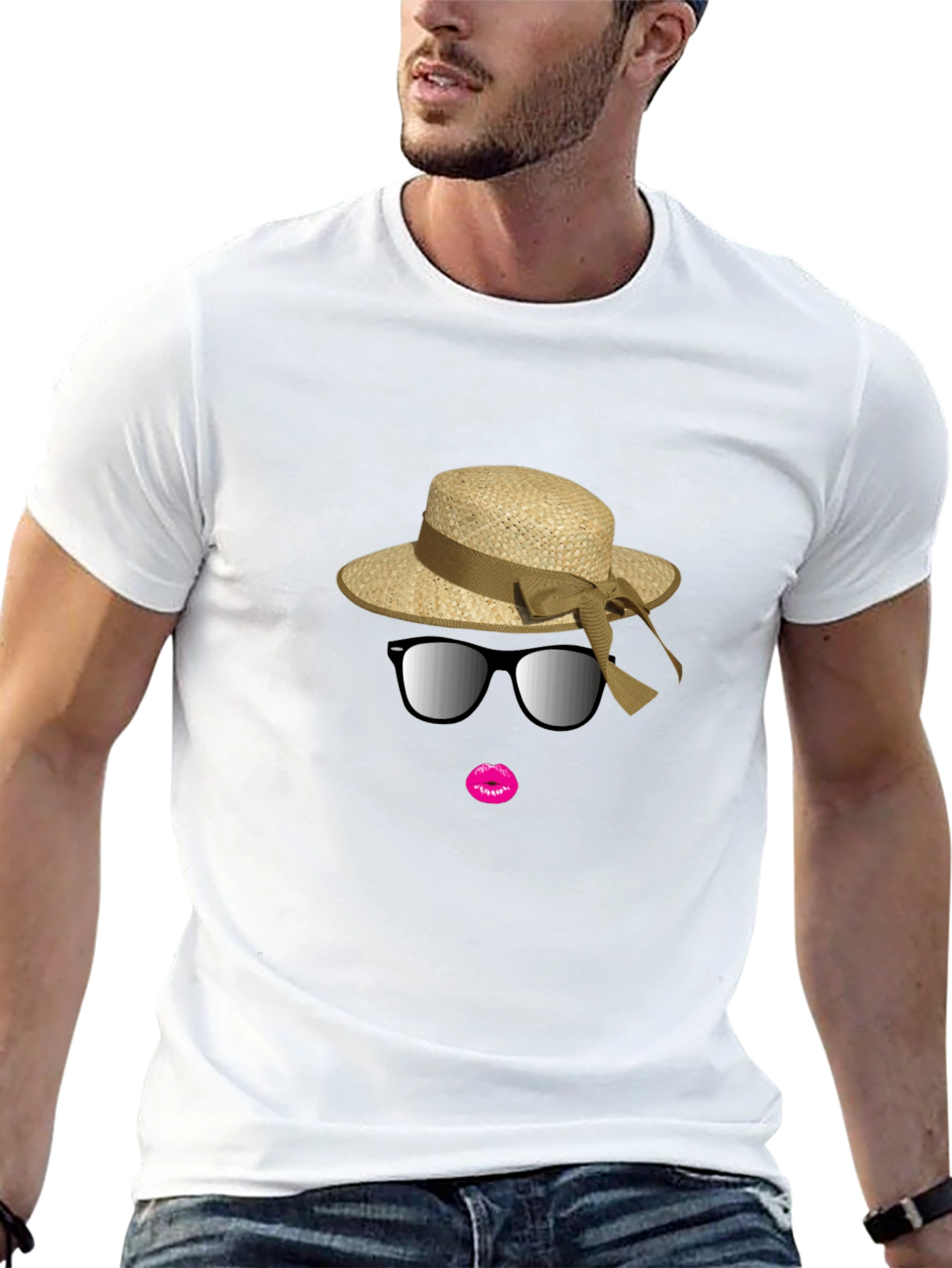Black T-Shirt with Stylish Summer Graphic