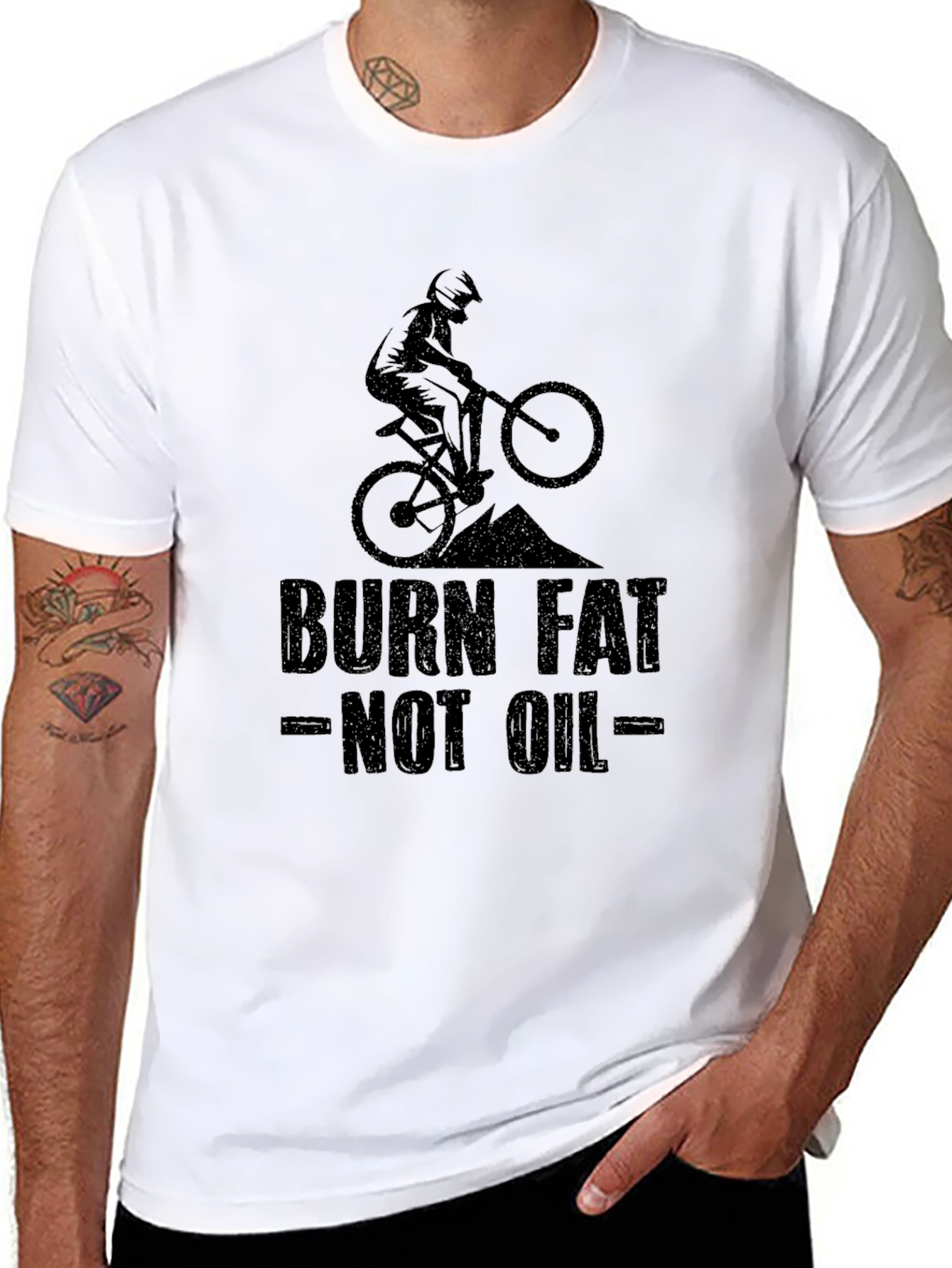 Burn Fat Not Oil T-Shirt - Mountain Bike Graphic