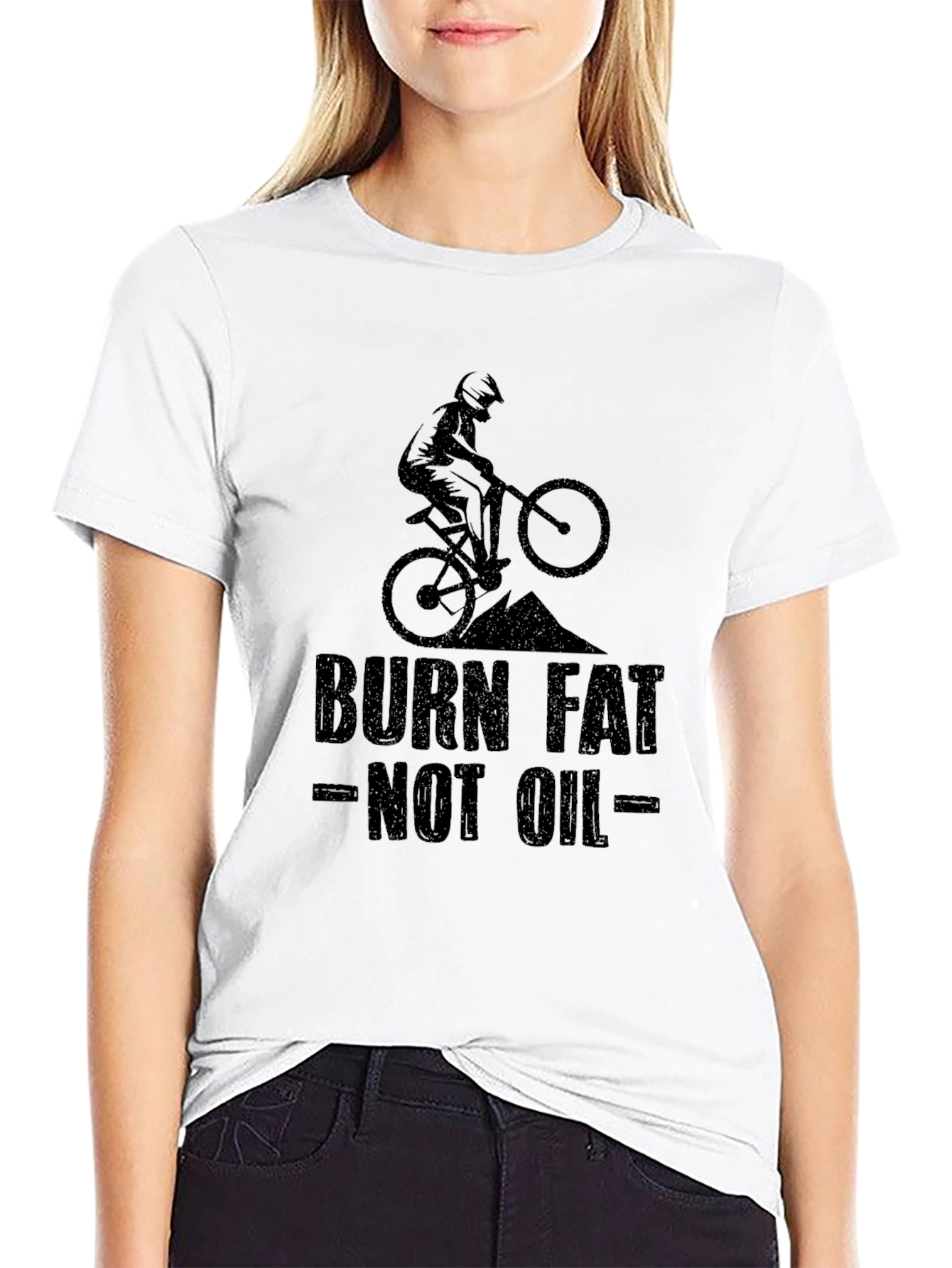 Burn Fat Not Oil T-Shirt - Mountain Bike Graphic