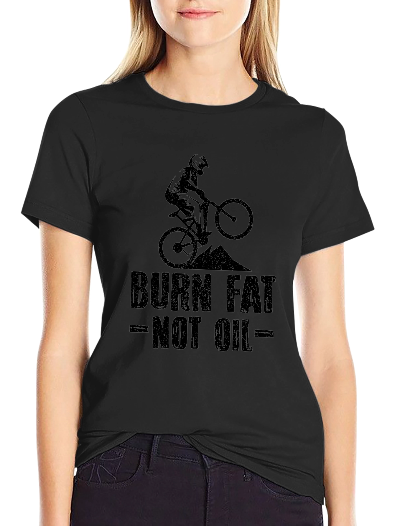 Burn Fat Not Oil T-Shirt - Mountain Bike Graphic