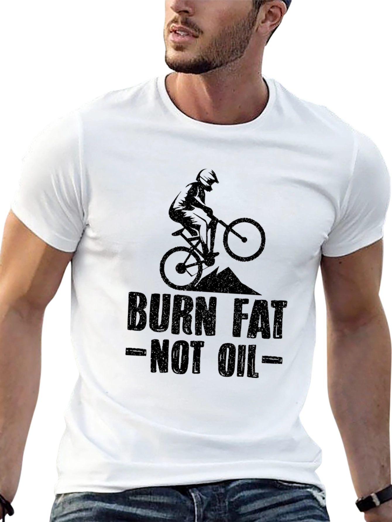 Burn Fat Not Oil T-Shirt - Mountain Bike Graphic