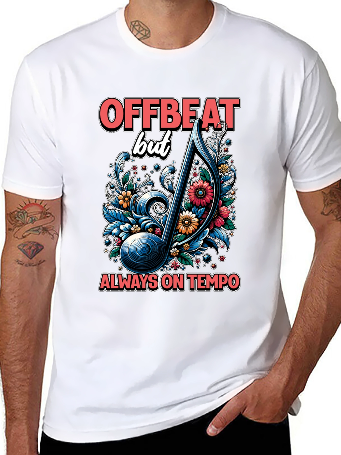 Offbeat Musical Note Graphic T-Shirt