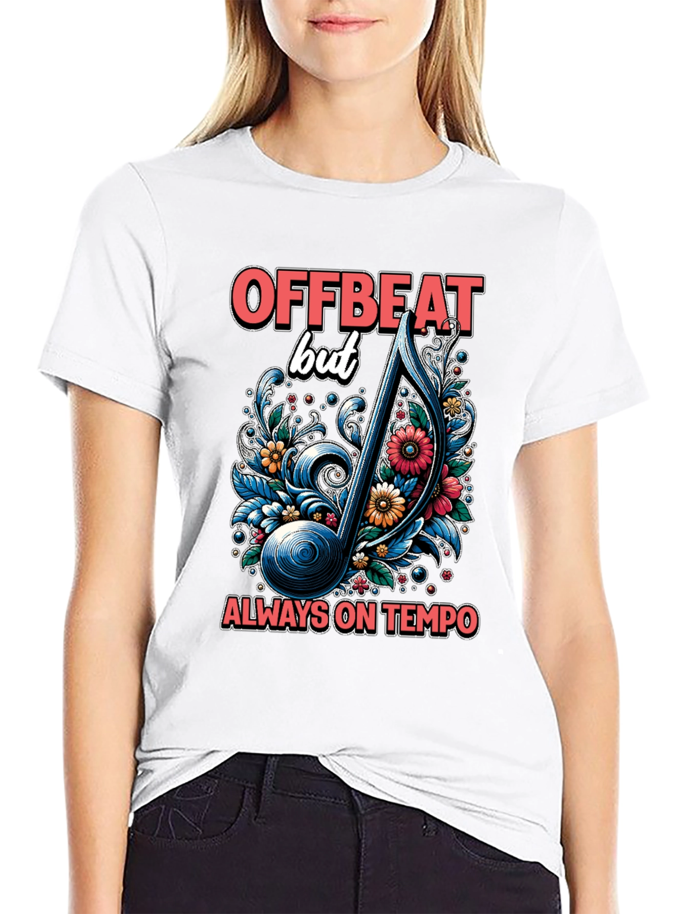 Offbeat Musical Note Graphic T-Shirt
