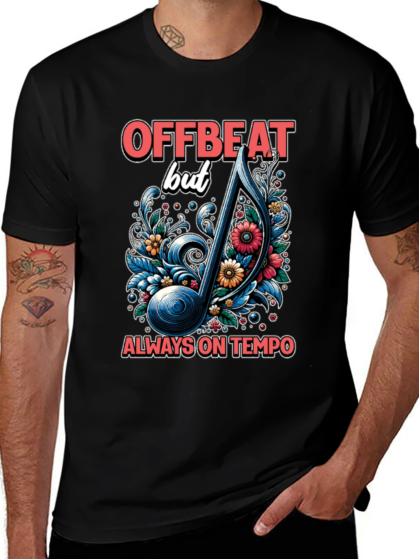 Offbeat Musical Note Graphic T-Shirt