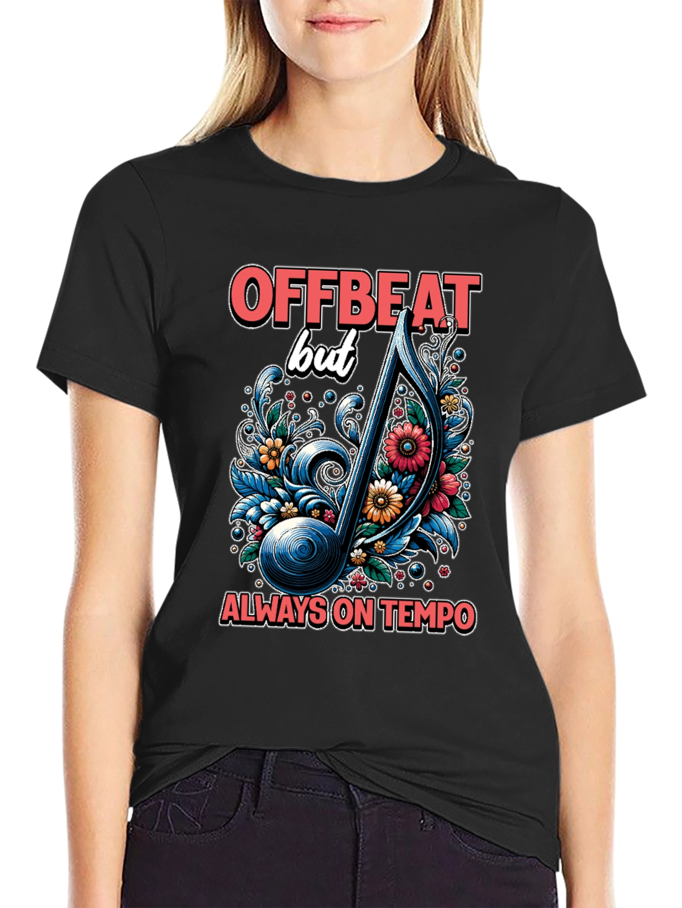 Offbeat Musical Note Graphic T-Shirt