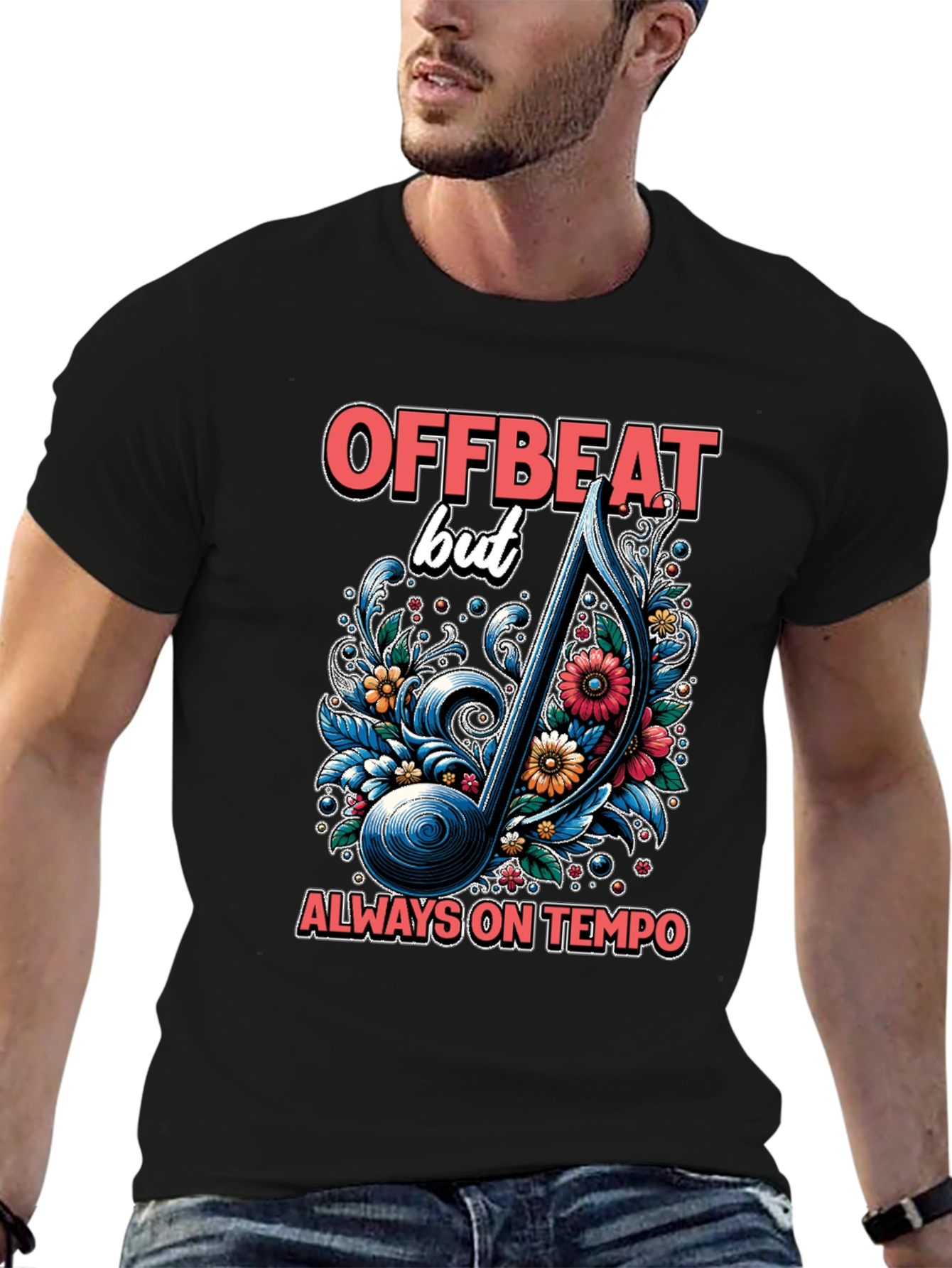 Offbeat Musical Note Graphic T-Shirt