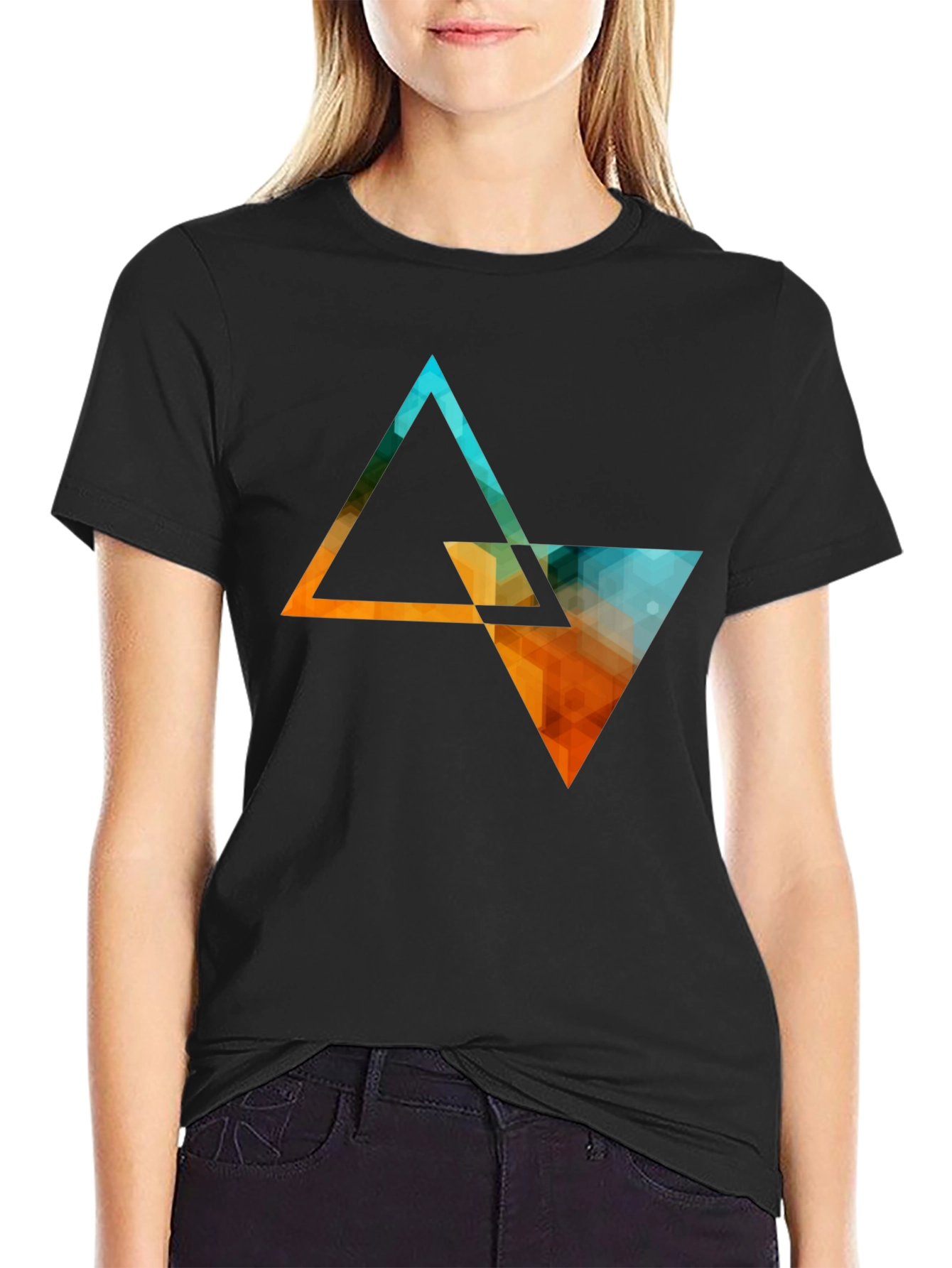 Geometric Triangle Graphic Tee - Modern Style