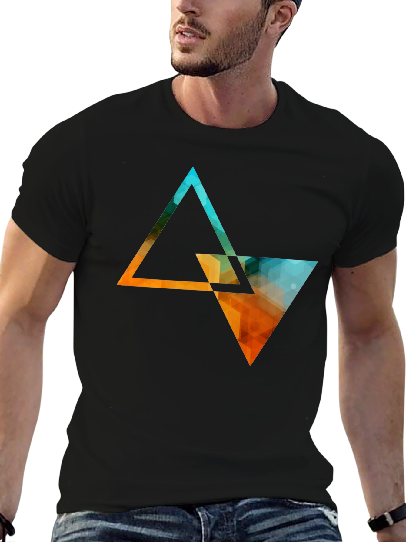 Geometric Triangle Graphic Tee - Modern Style