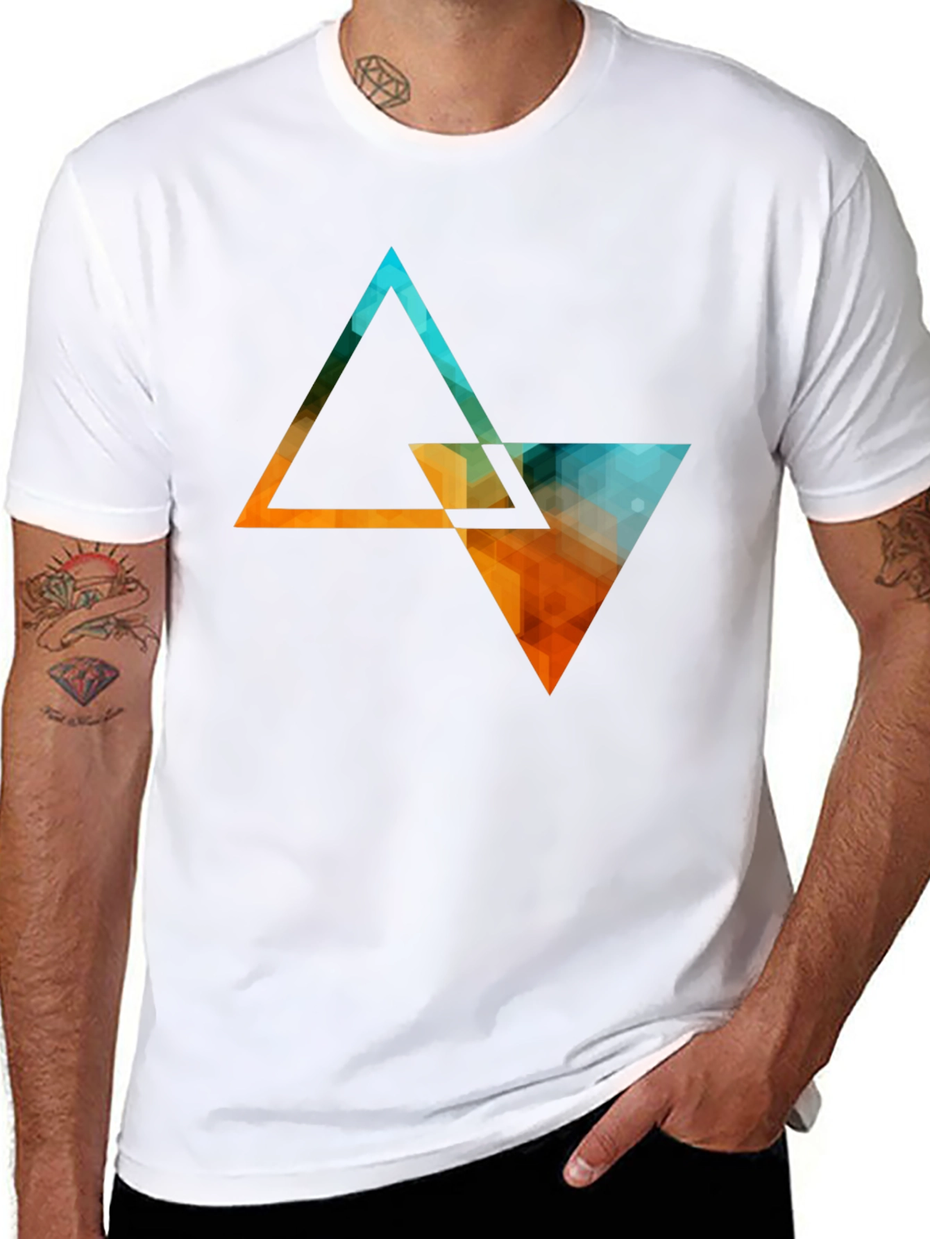Geometric Triangle Graphic Tee - Modern Style