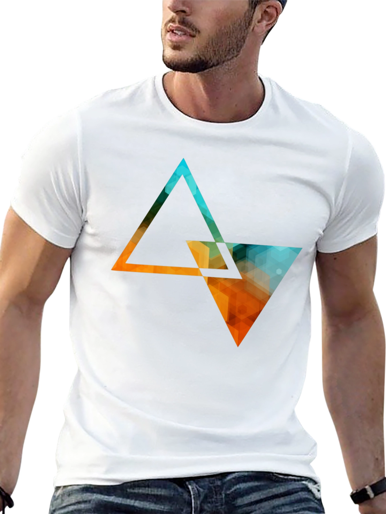 Geometric Triangle Graphic Tee - Modern Style