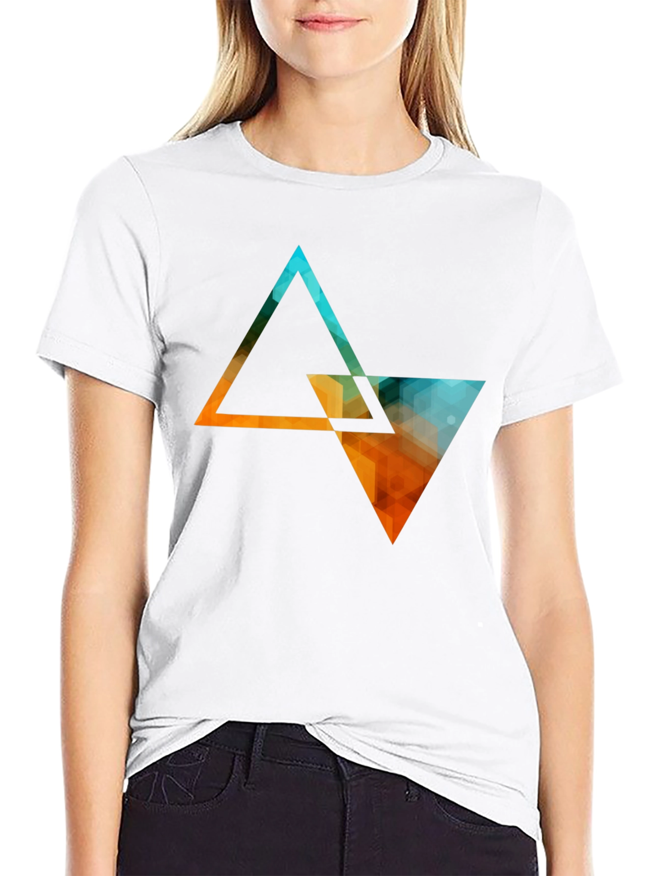 Geometric Triangle Graphic Tee - Modern Style