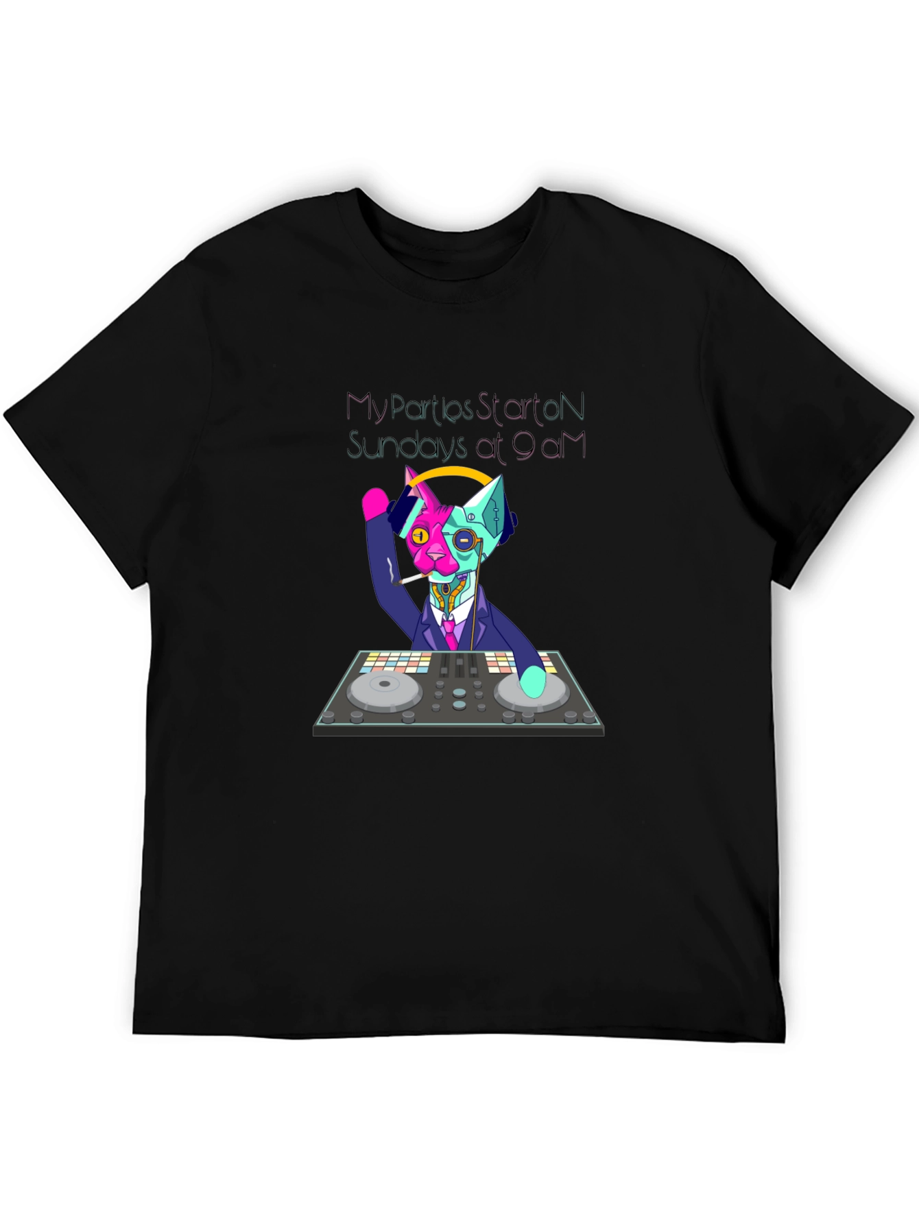 DJ Cat T-Shirt - My Parties Start on Sundays