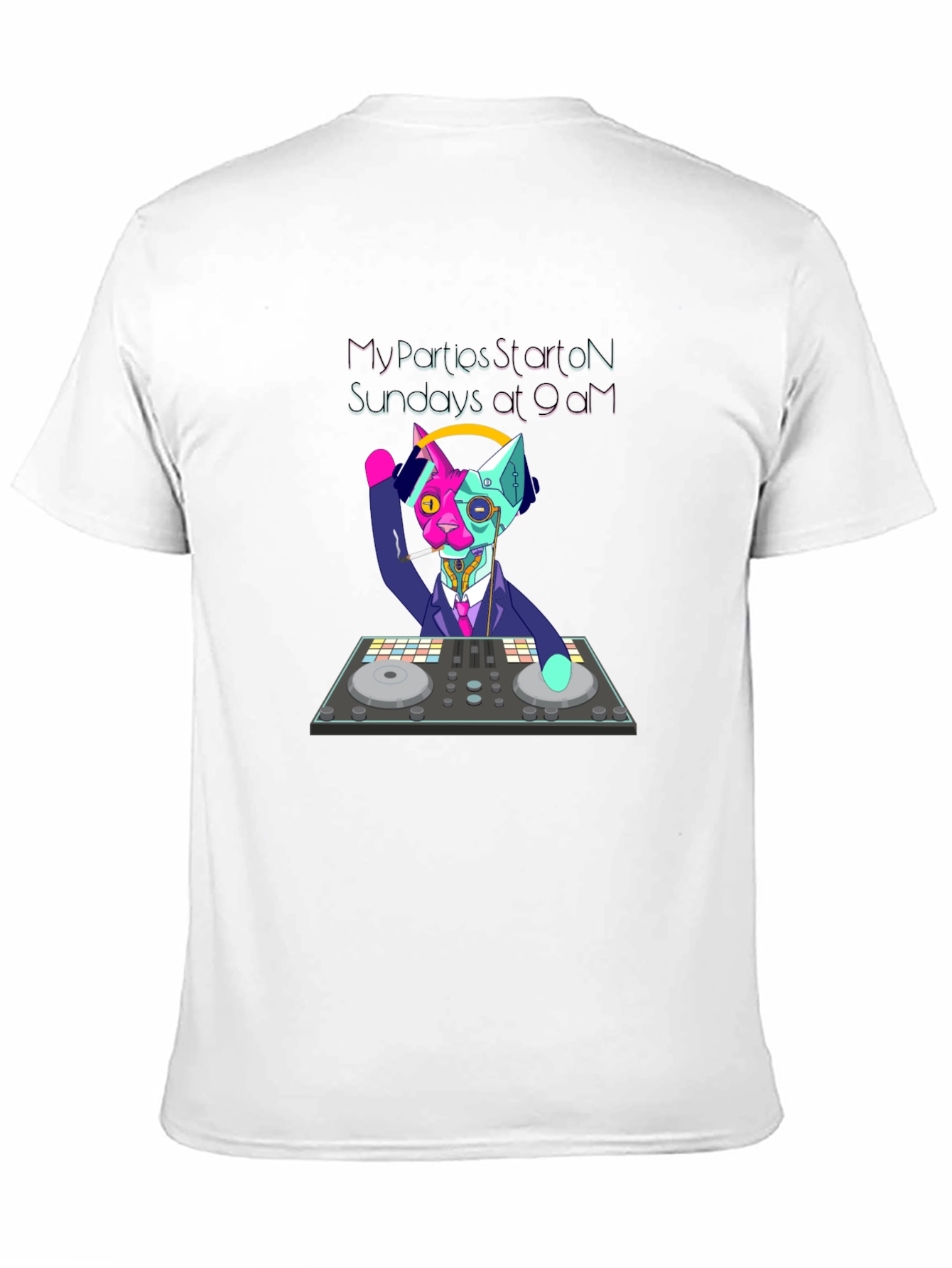 DJ Cat T-Shirt - My Parties Start on Sundays