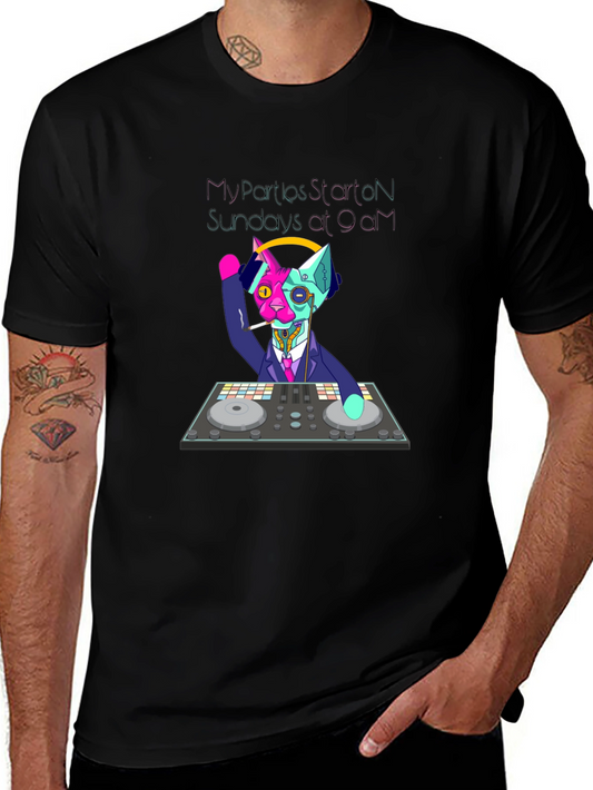 DJ Cat T-Shirt - My Parties Start on Sundays